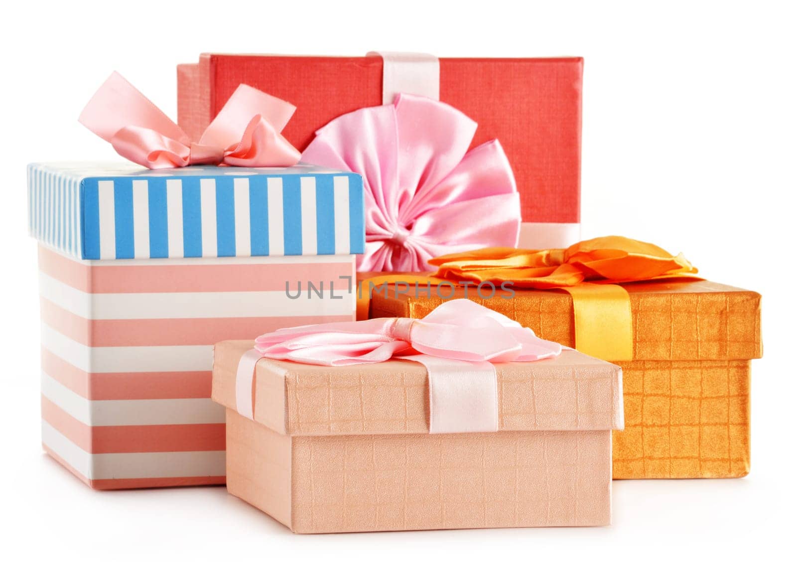 Gift boxes isolated on white background.