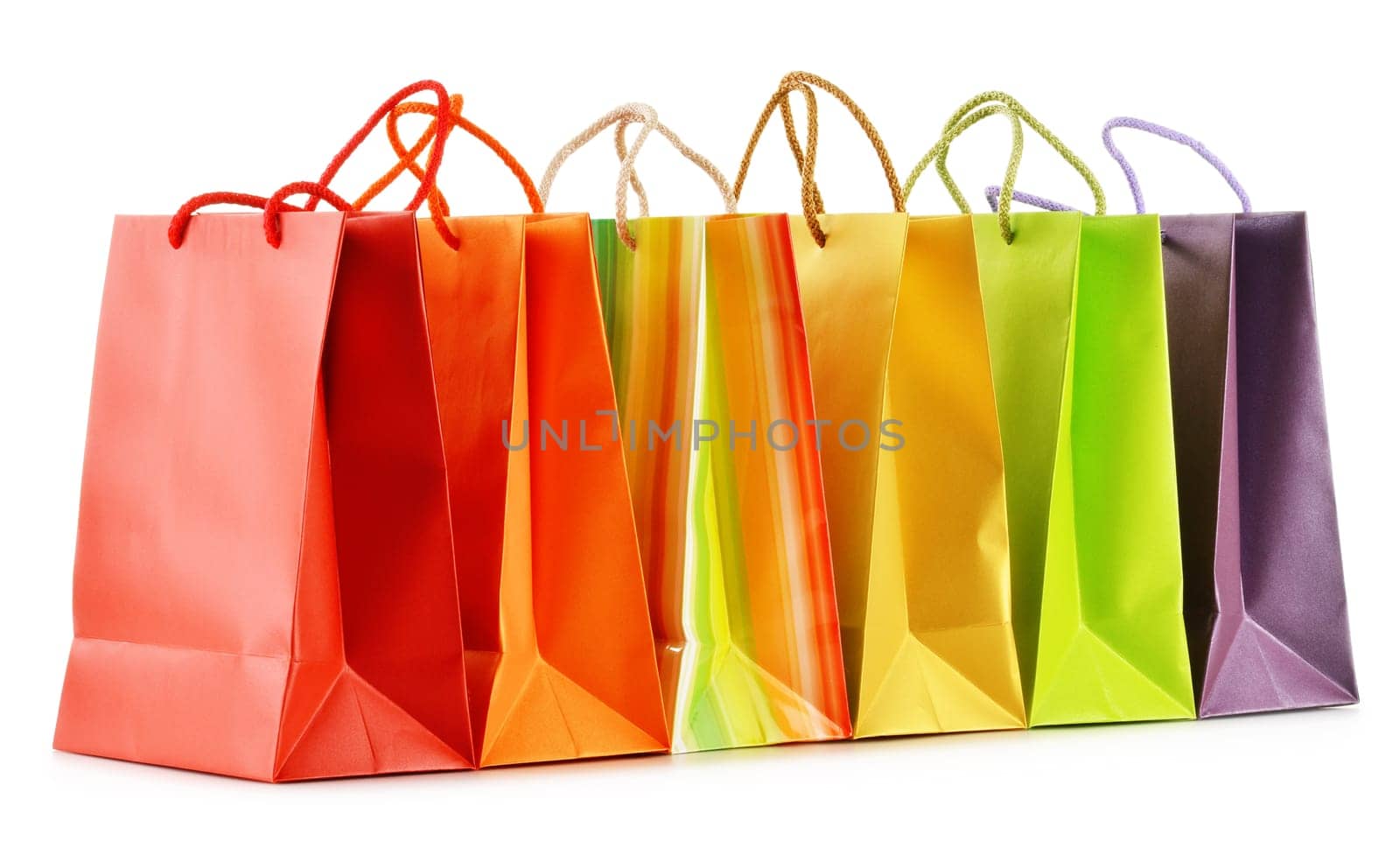 Paper shopping bags isolated on white background.
