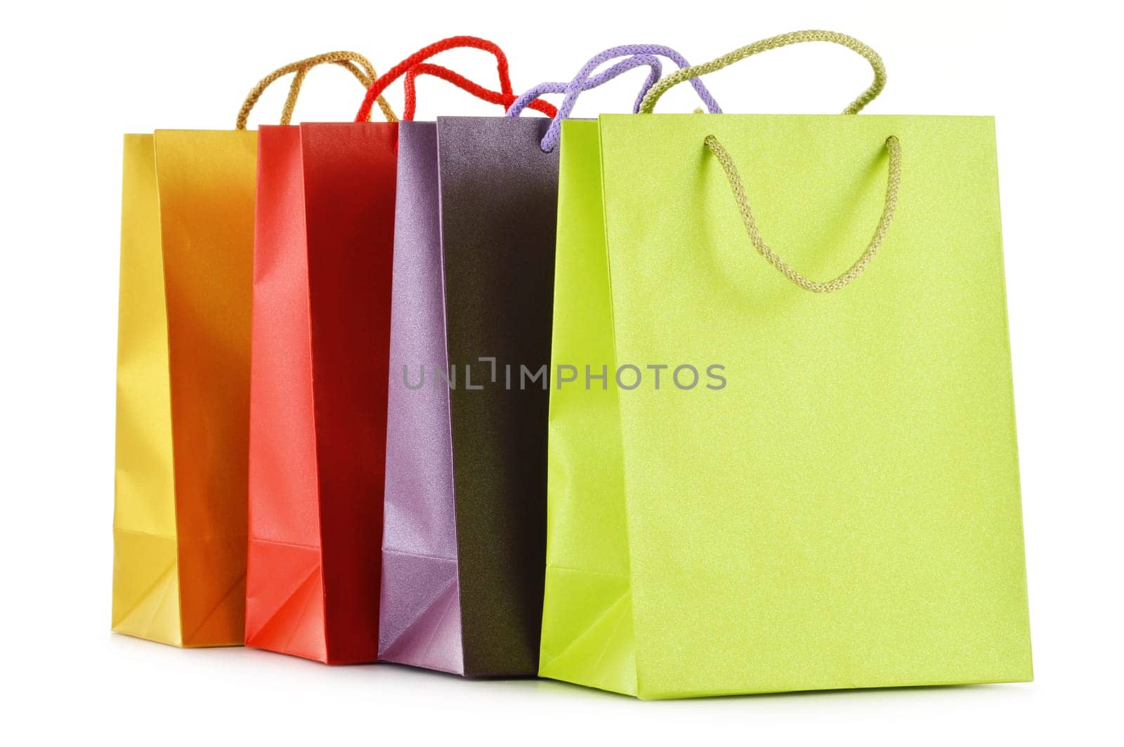 Paper shopping bags isolated on white background.