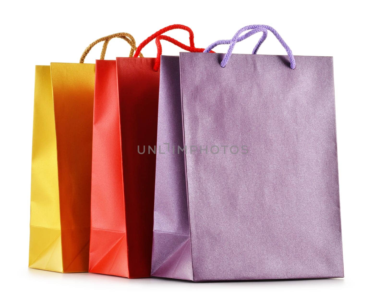 Paper shopping bags isolated on white background.