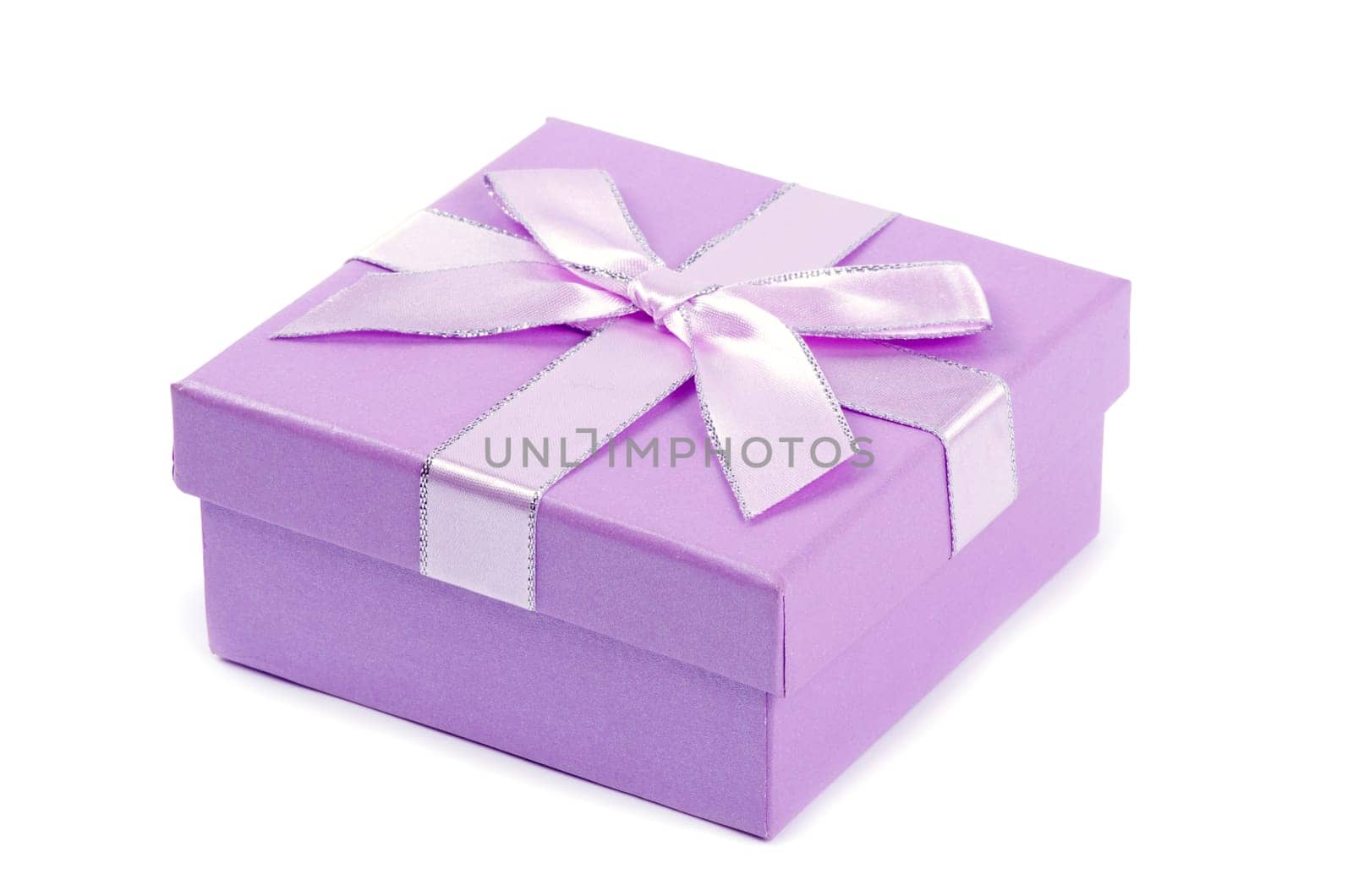 Christmas box gifts with satin bow isolated on white background