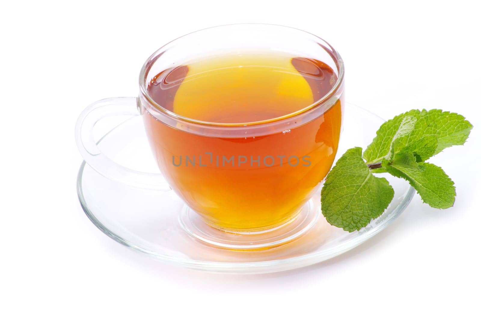 tea in cup isolated on white background