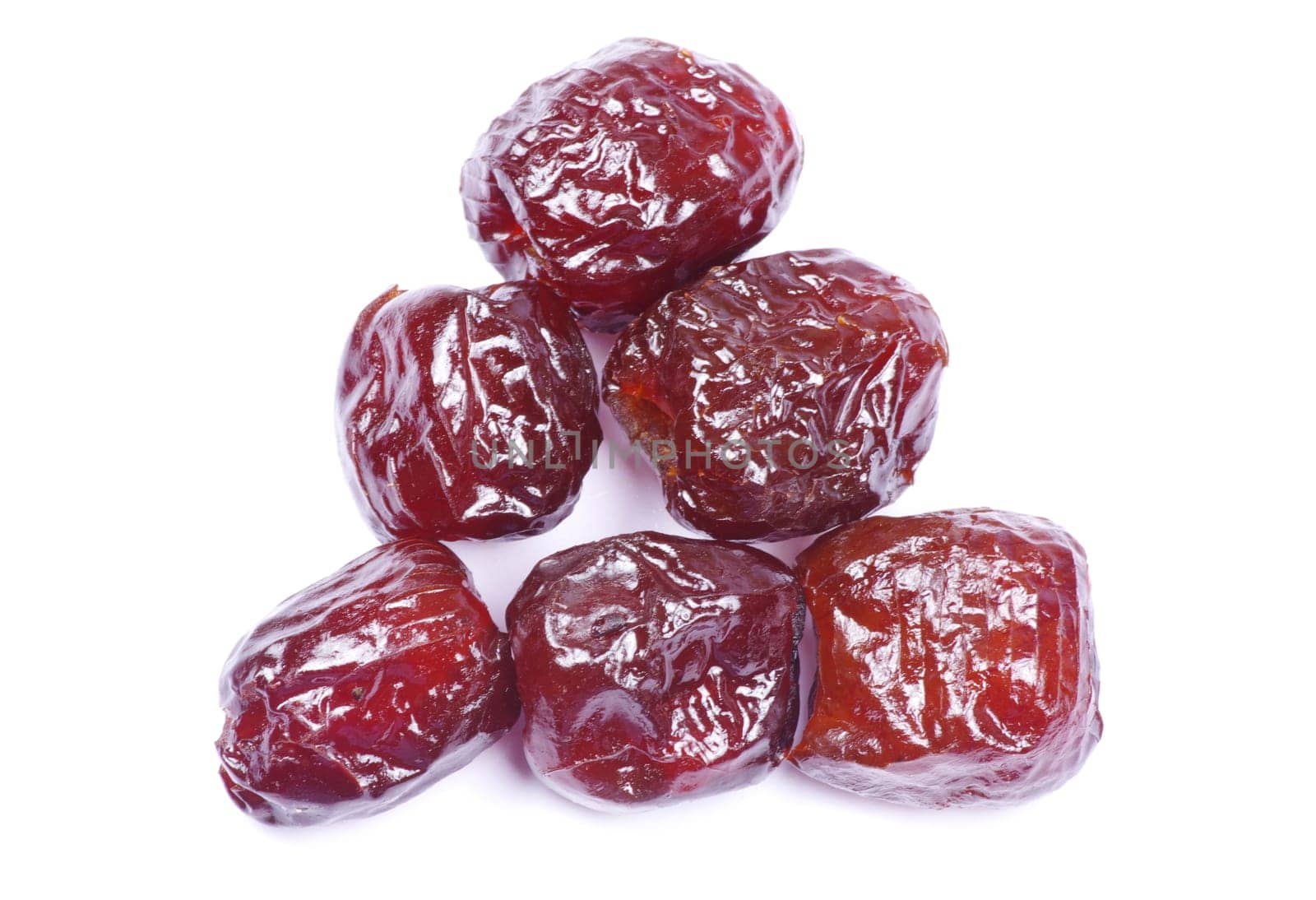 dryed dates on white background