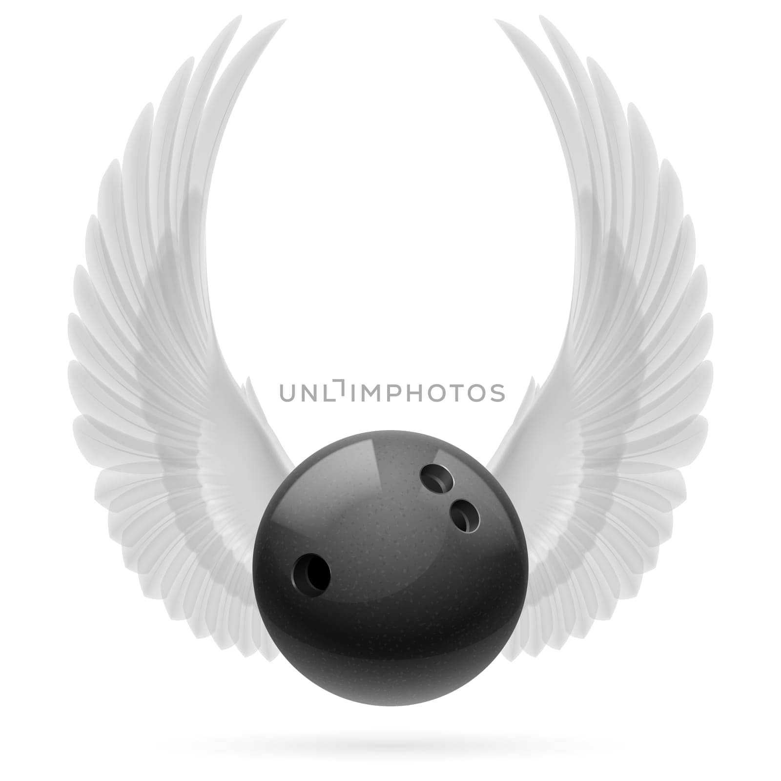 Black bowling ball with raised up white wings