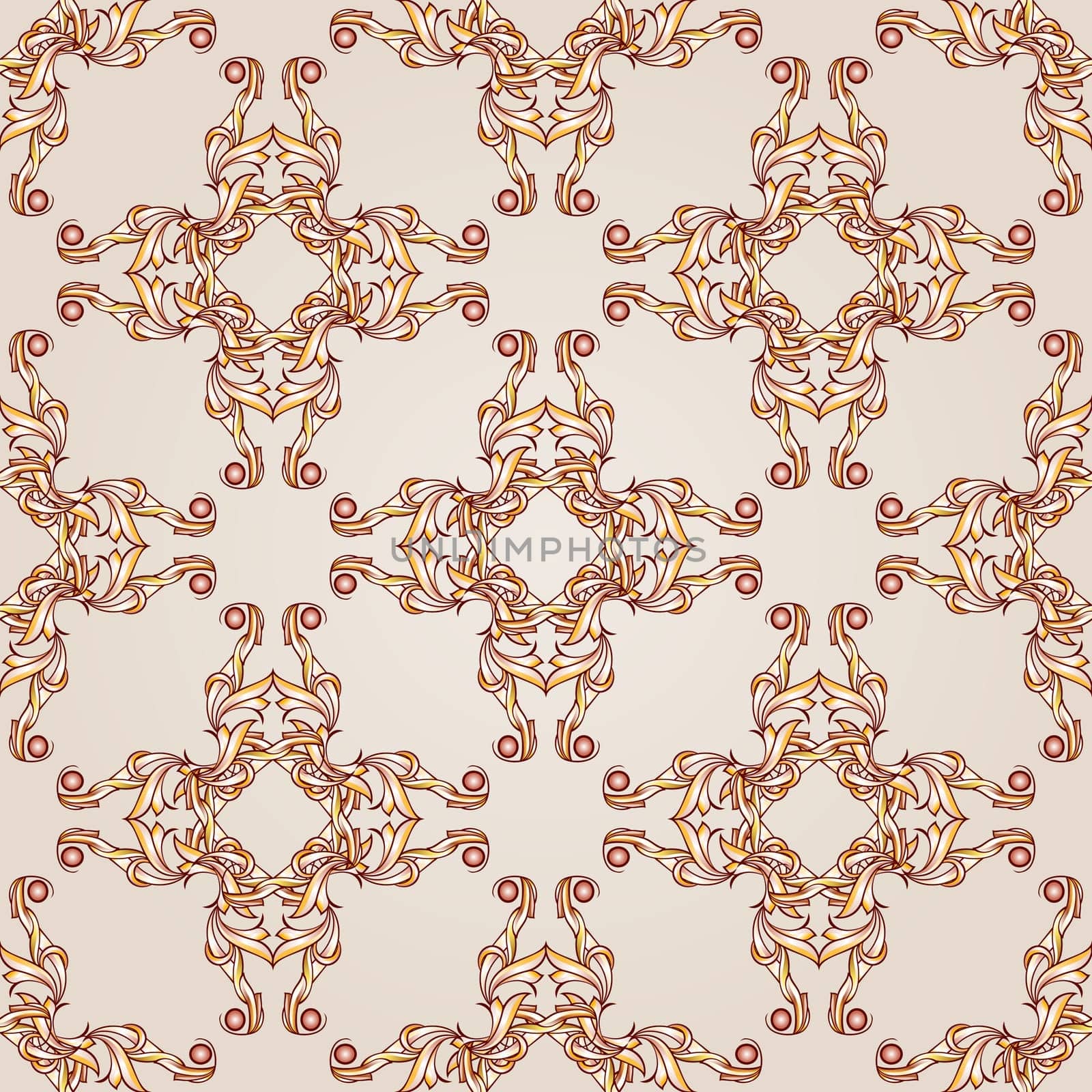 Light brown symmetrical patterns on the light background.