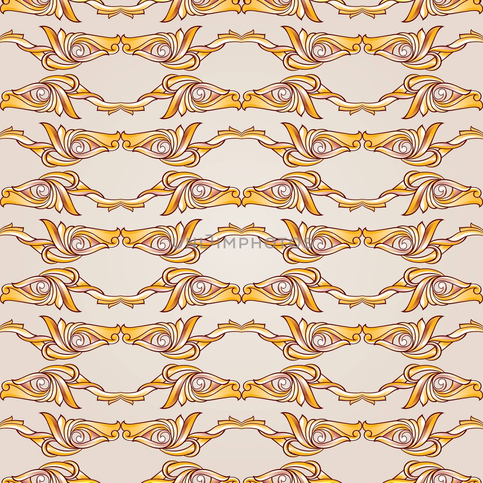 Parallel symmetrical beige patterns. Horizontal ines. Light background.