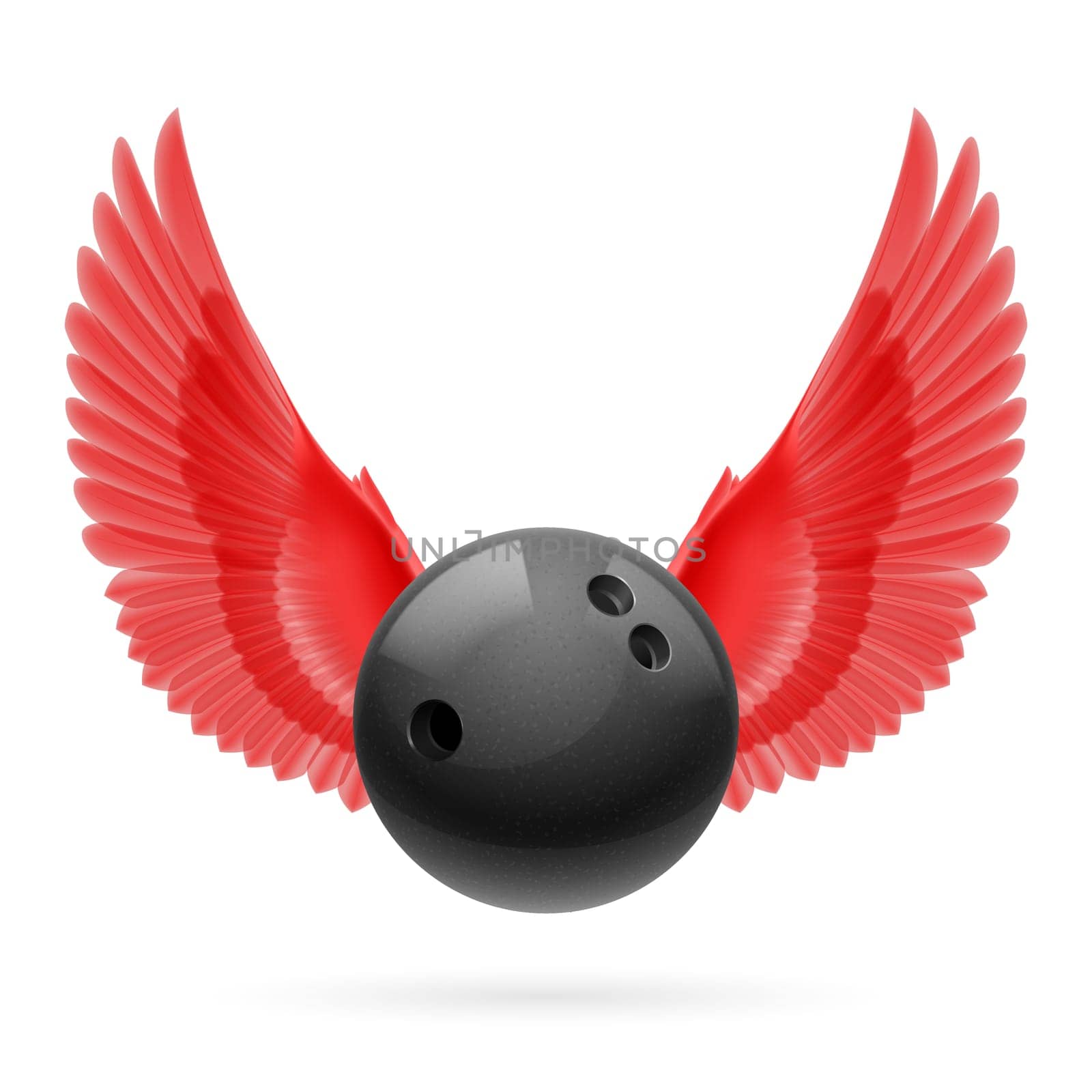 Black bowling ball with red wings emblem