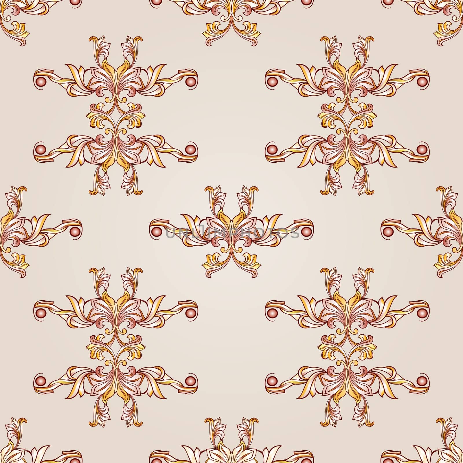 Curve symmetrical beige patterns on the light background.