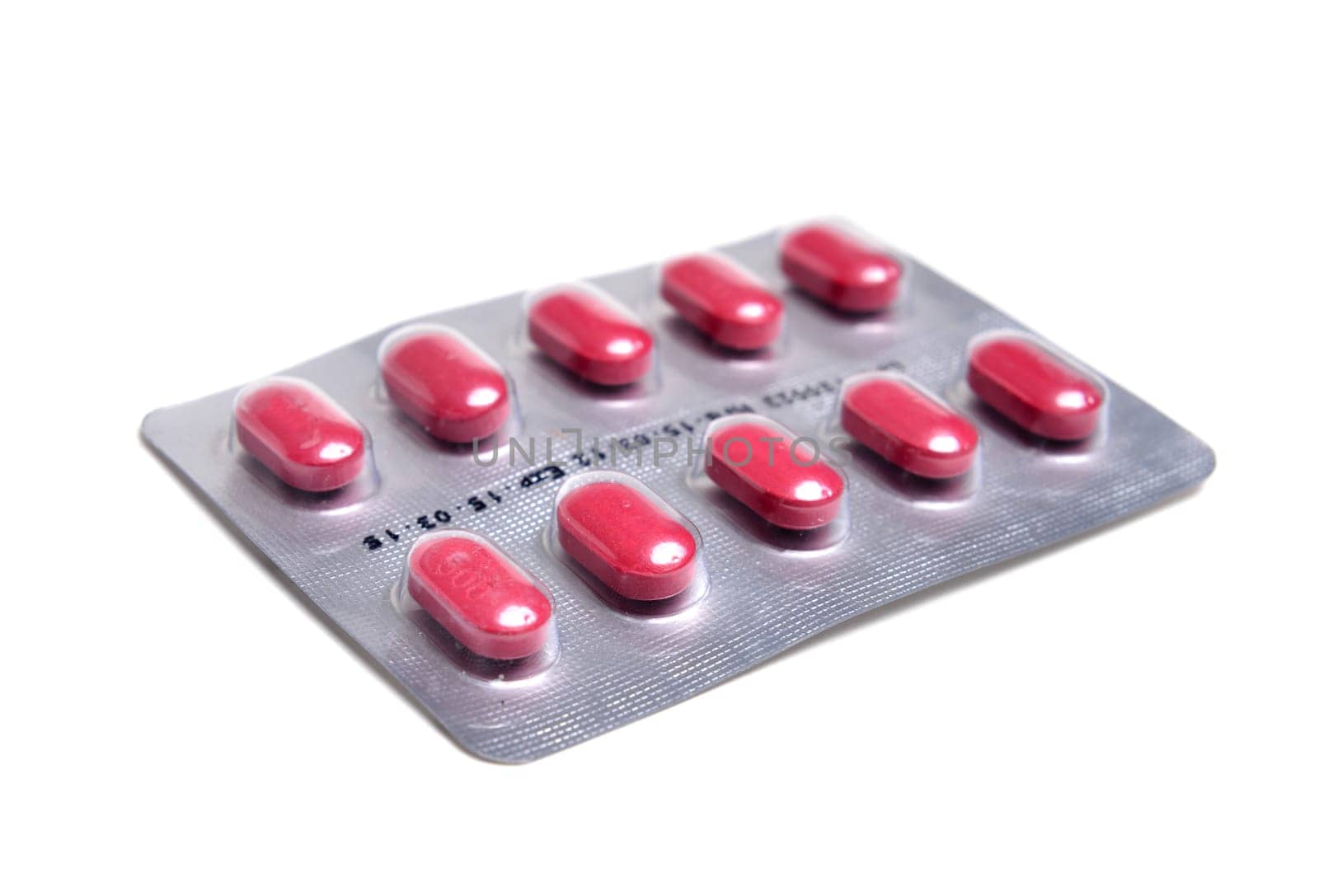 One packs of pills isolated on white background