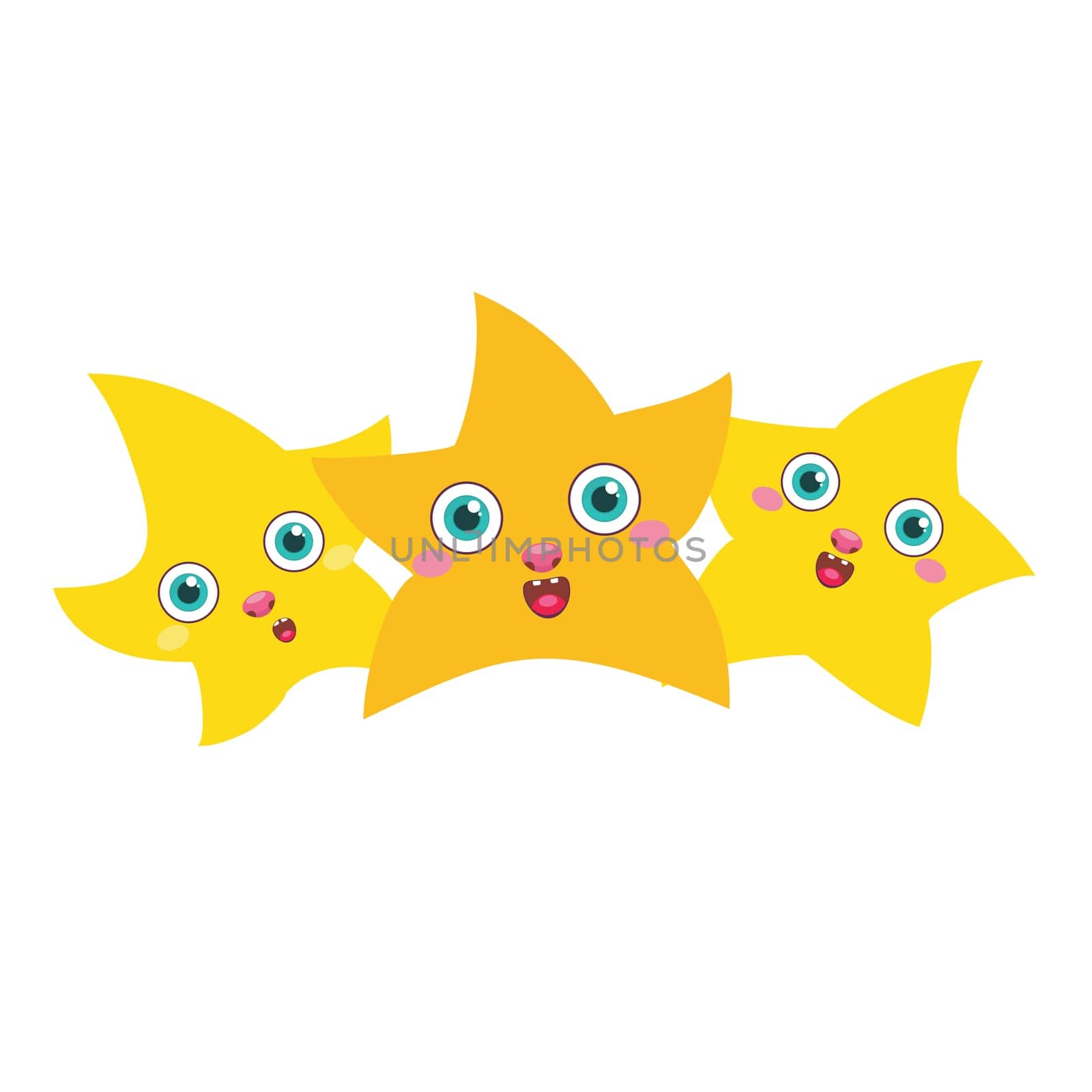 Three golden stars, design elements for your logo, vector illustration