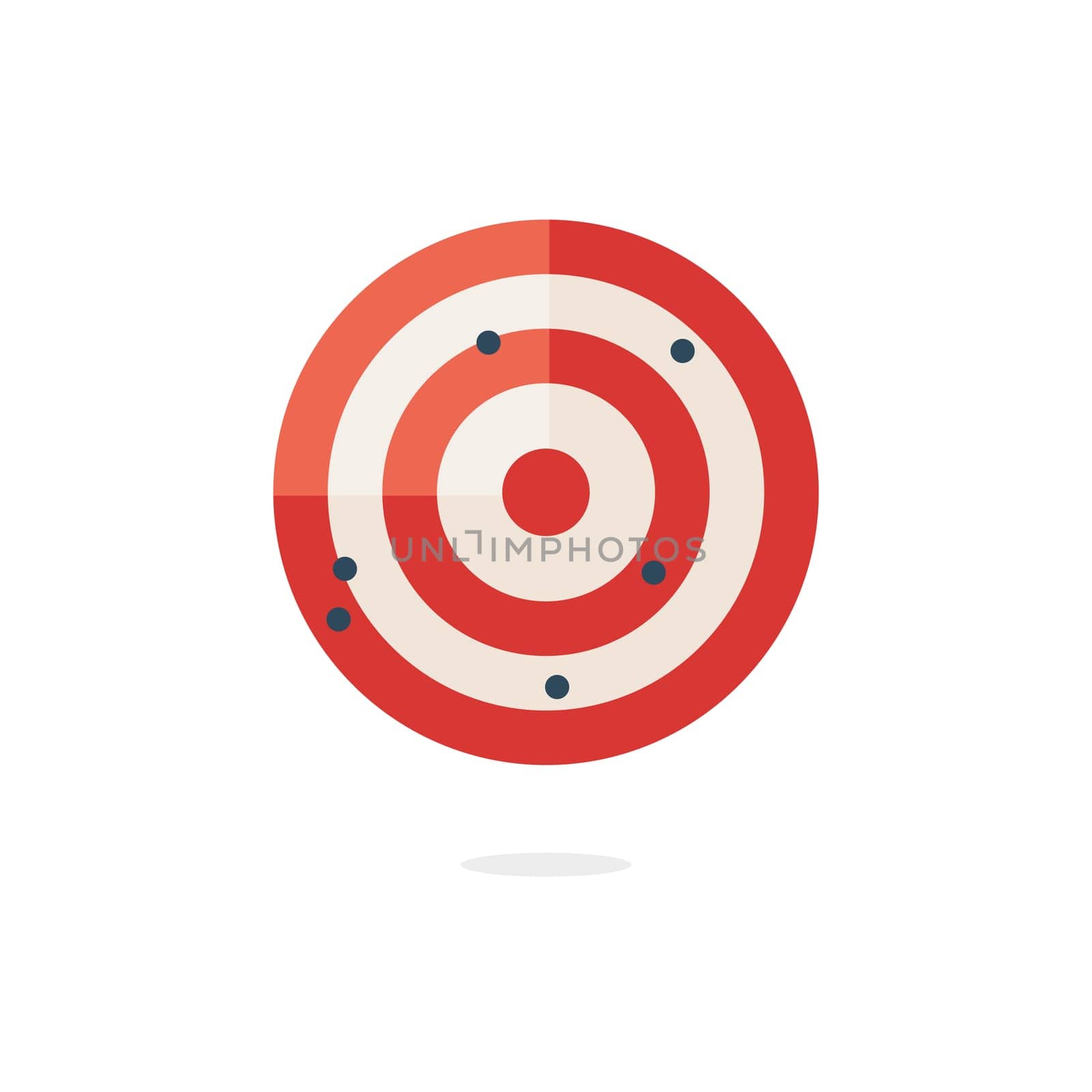 Red darts target aim on white background
