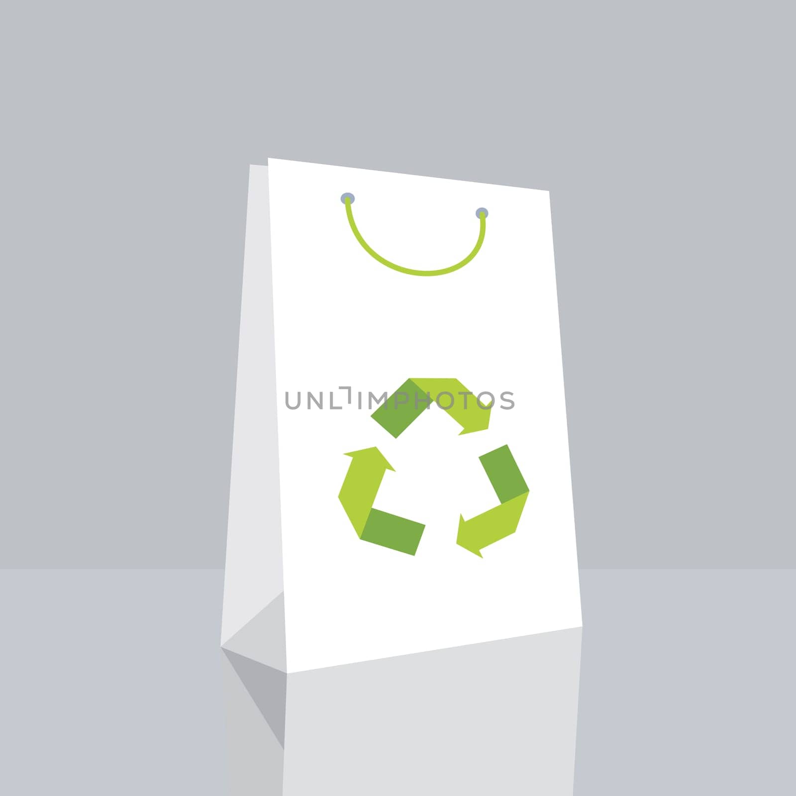 shopping bag with recycle symbol on white