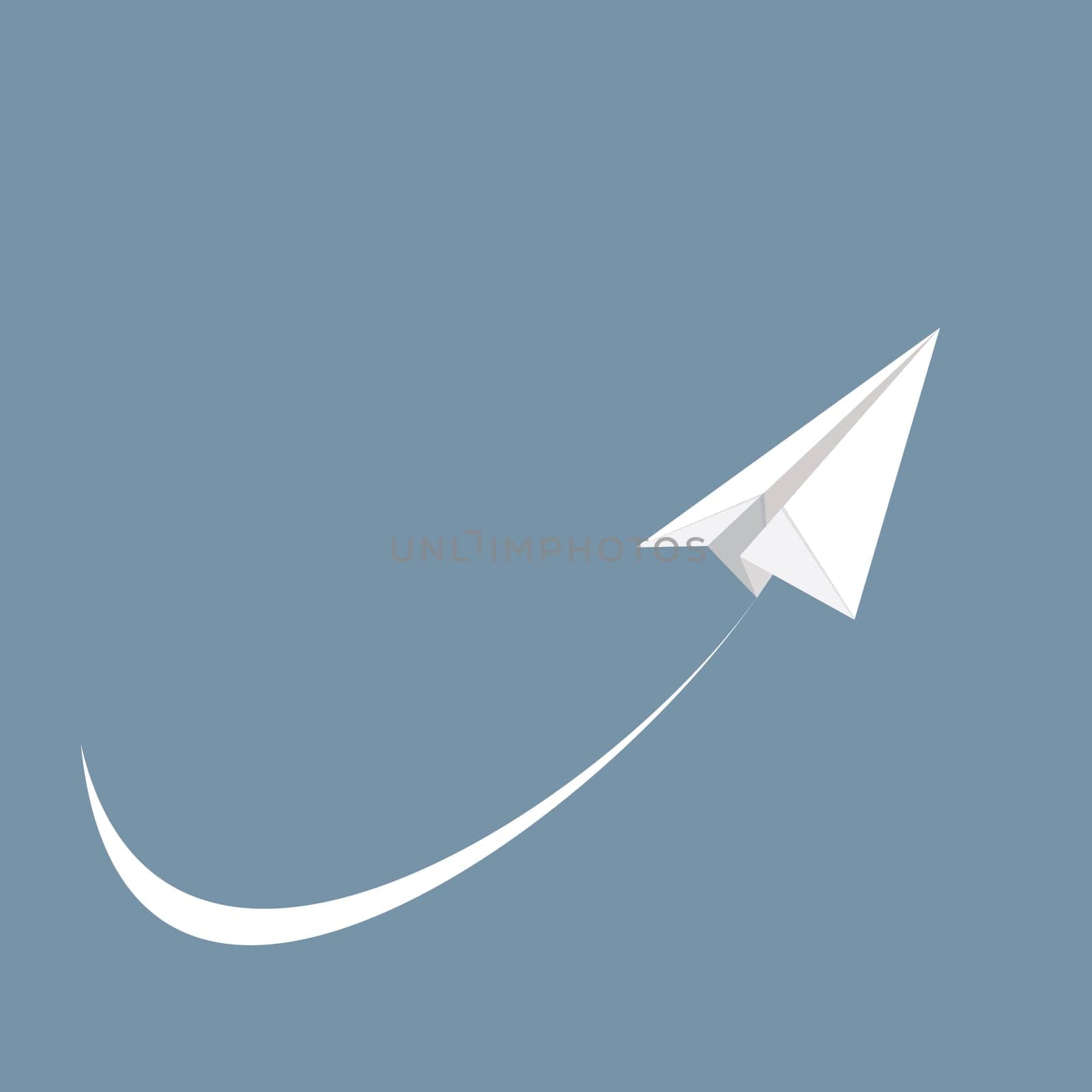 Vector illustration of white paper airplane, icon