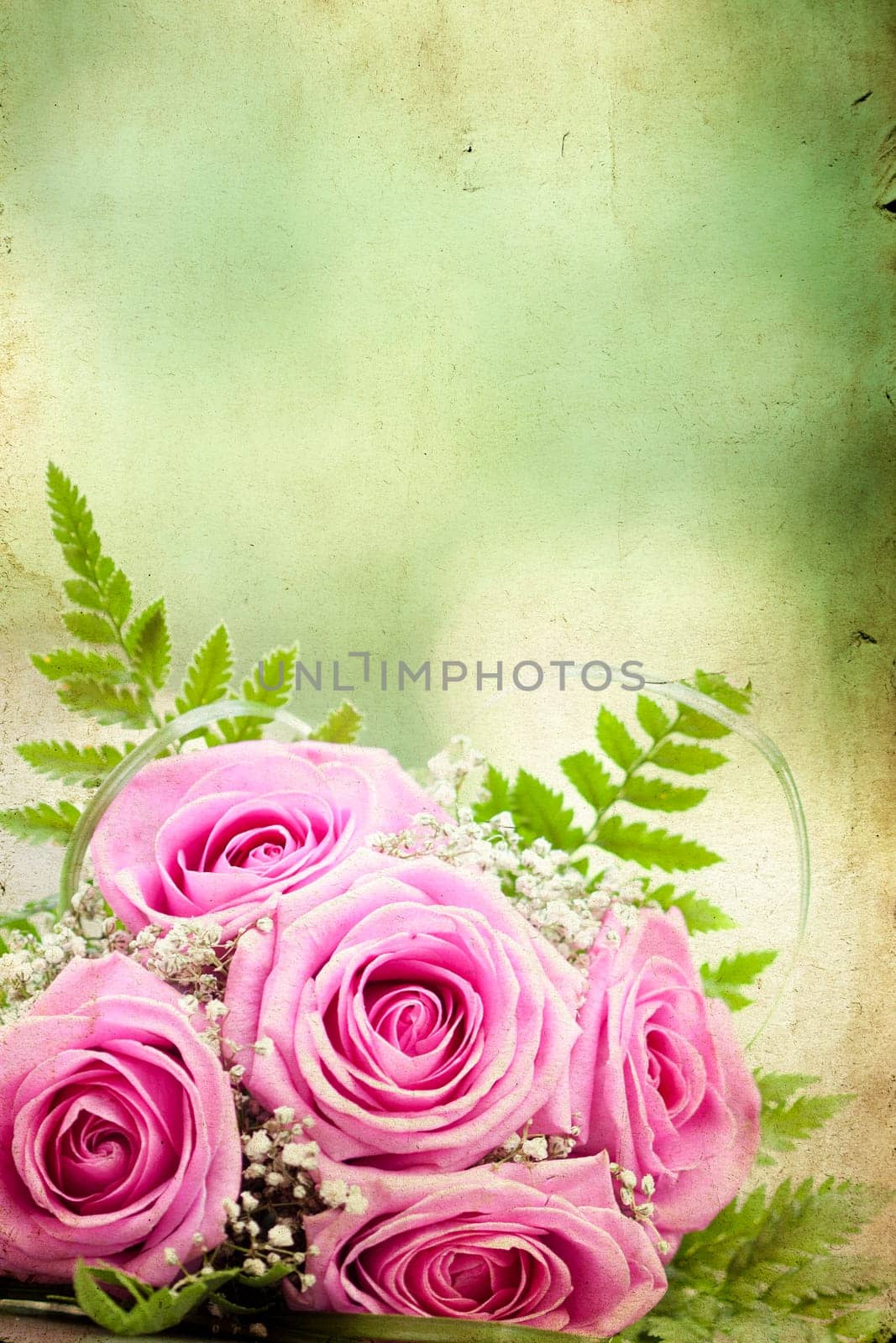 Vintage photo of pink wedding bouquet