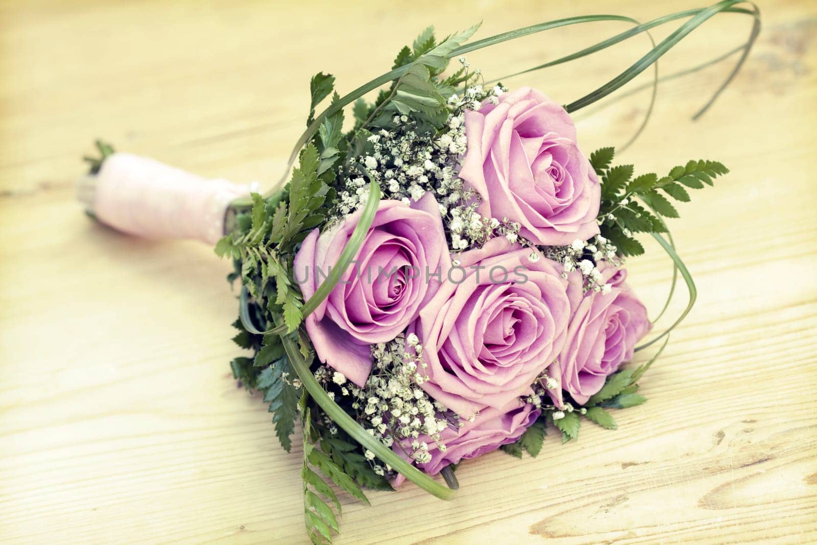 Vintage photo of pink wedding bouquet