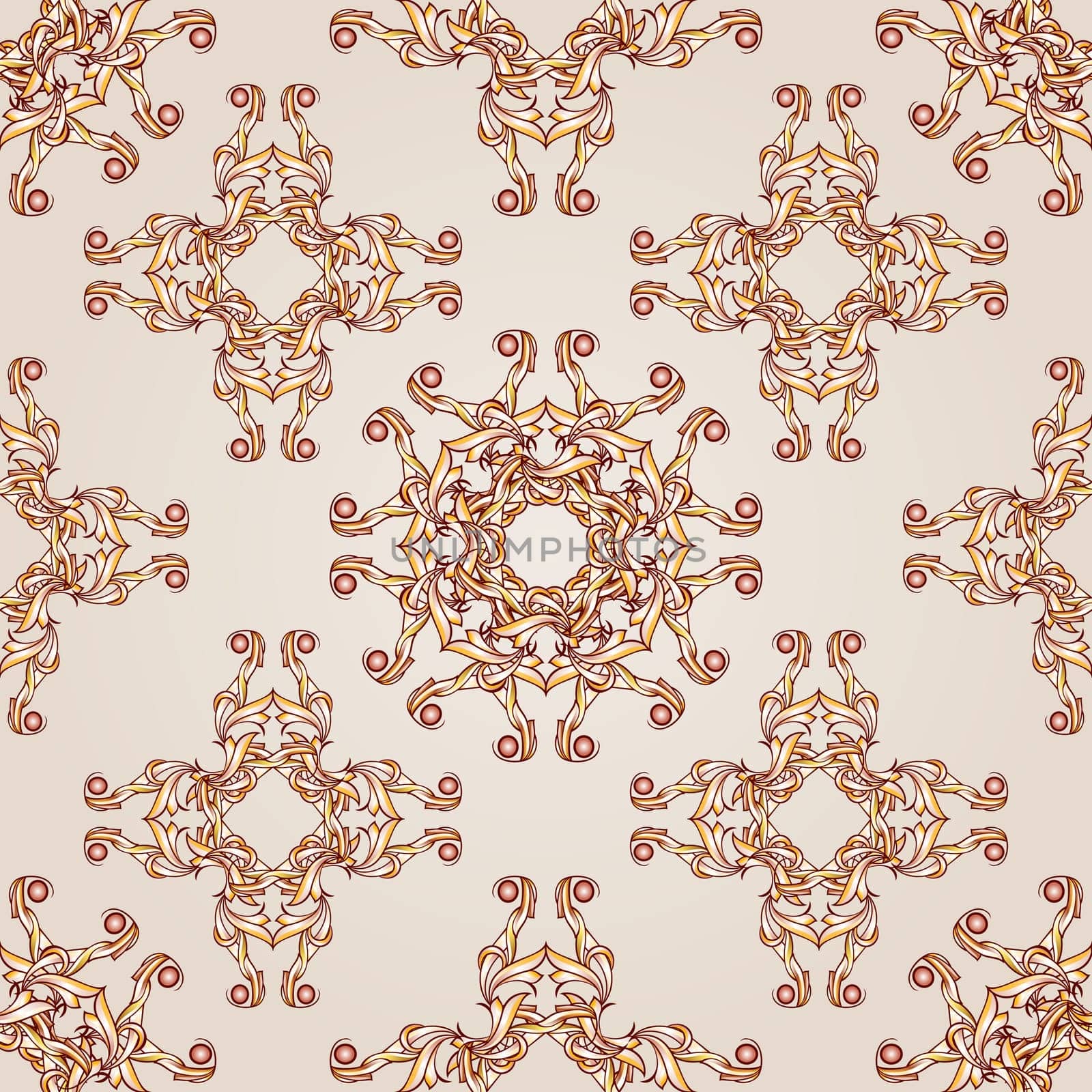 Pattern seamless floral  of brown henna on beige background