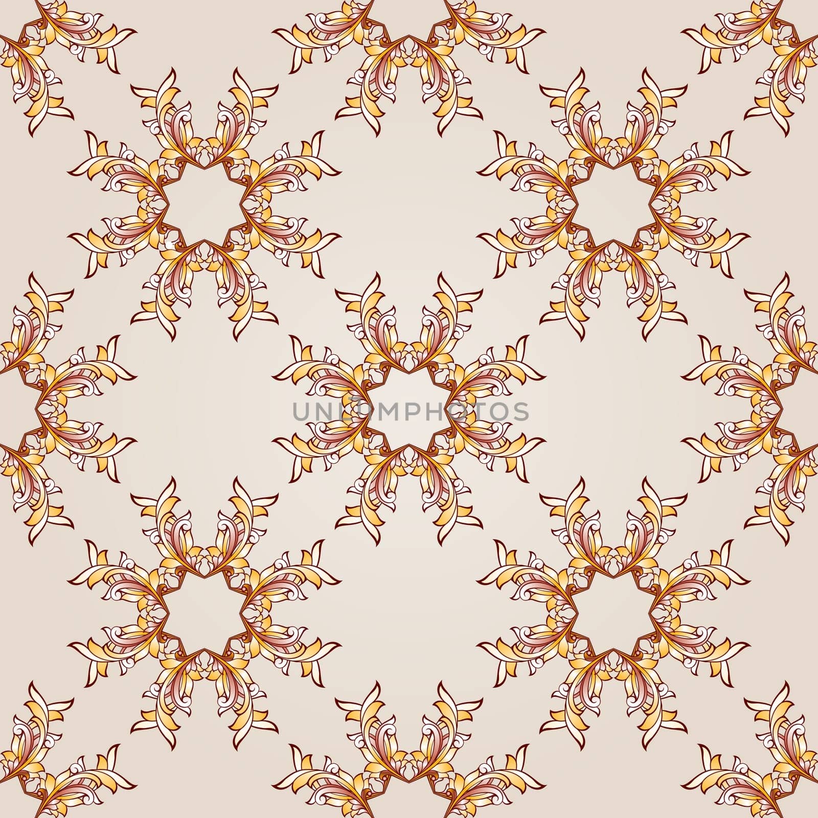 Seamless elements of brown henna on beige background