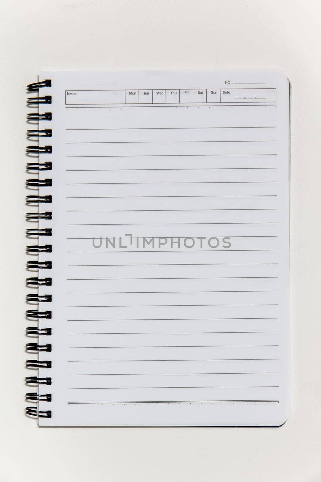 Blank white notebook paper isolate on white background texture