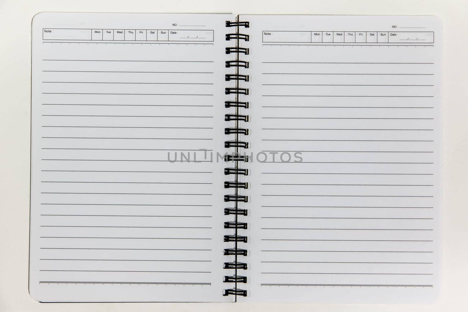Blank white notebook paper isolate on white background texture