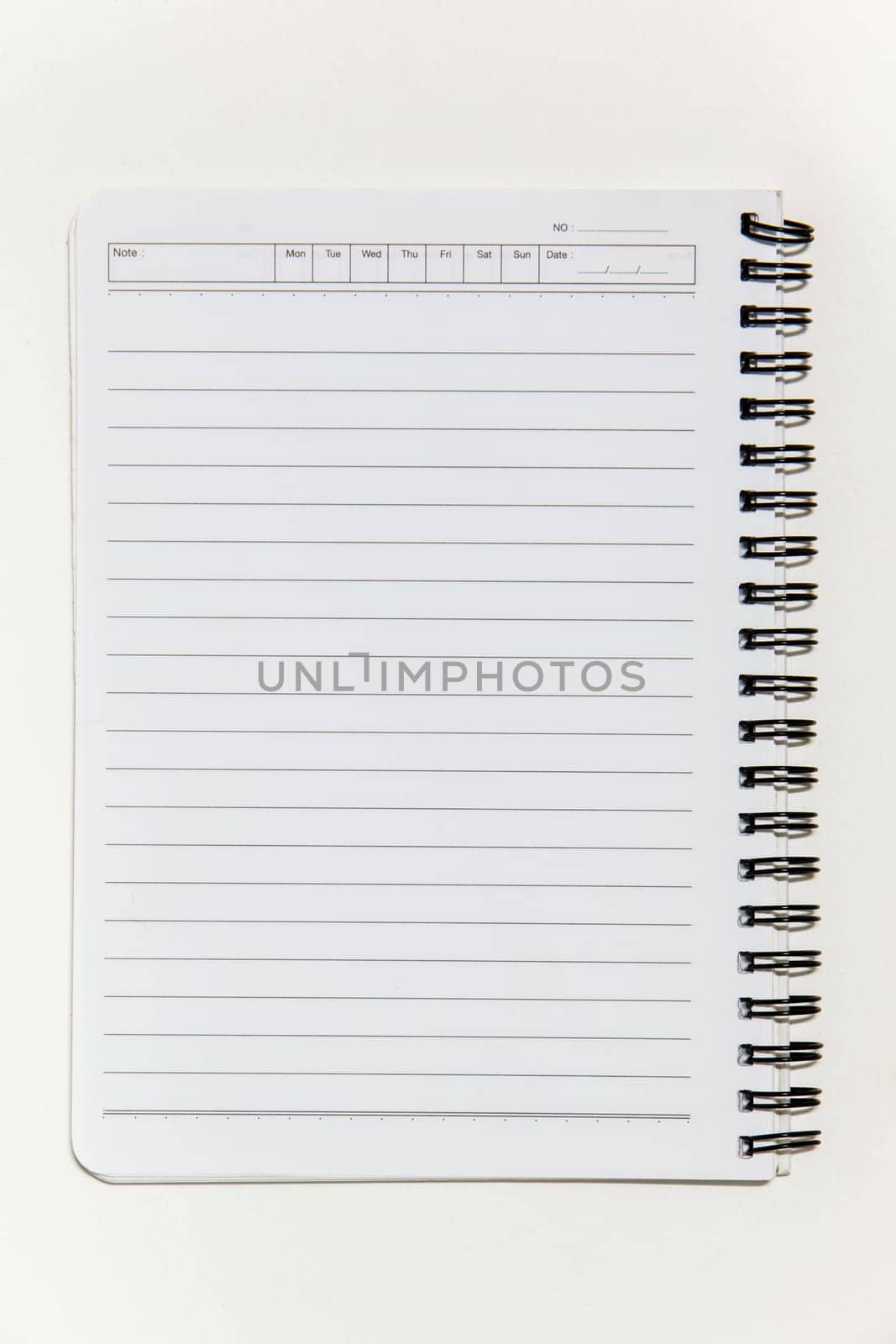 Blank white notebook paper isolate on white background texture