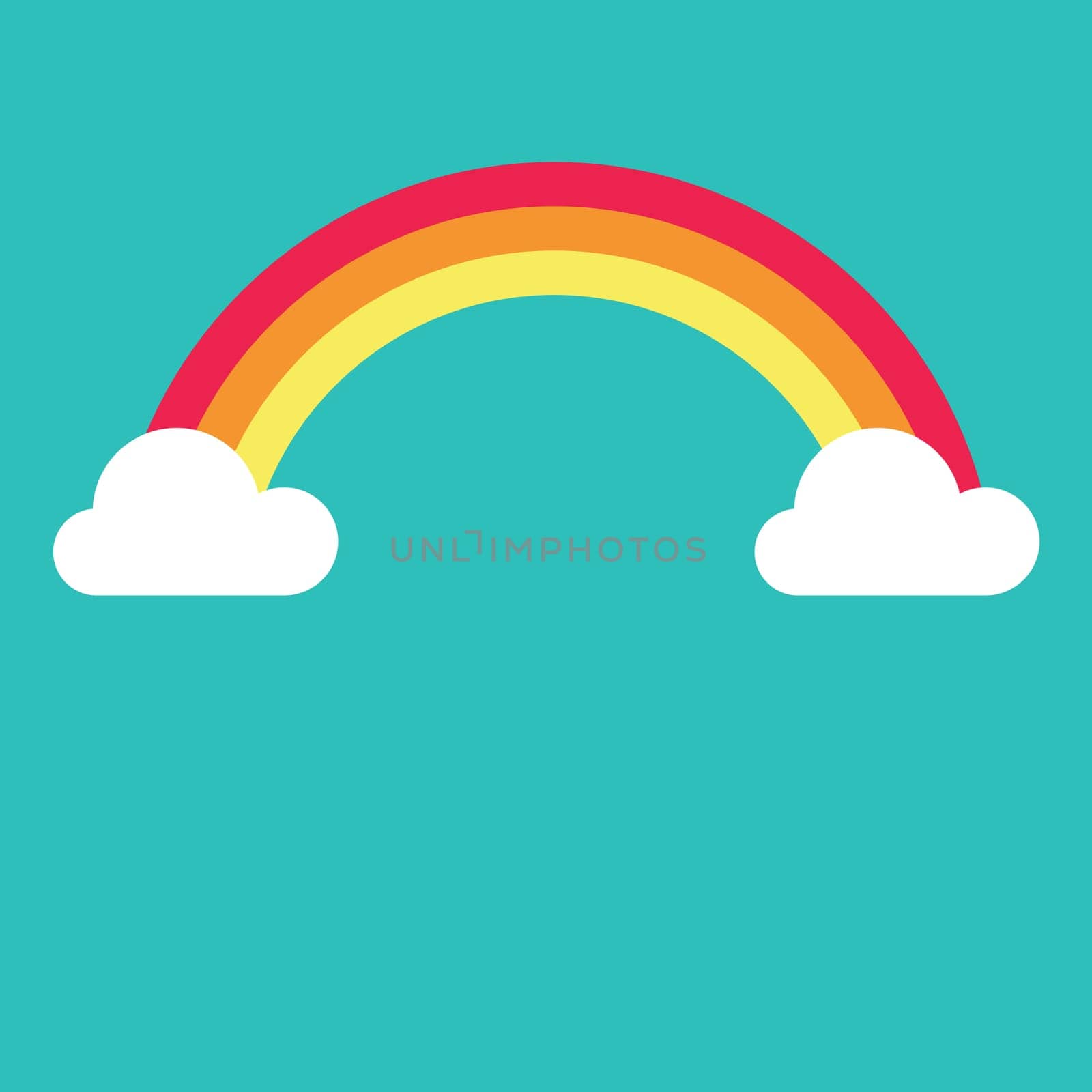 vector symbol of rainbow and clouds in the sky