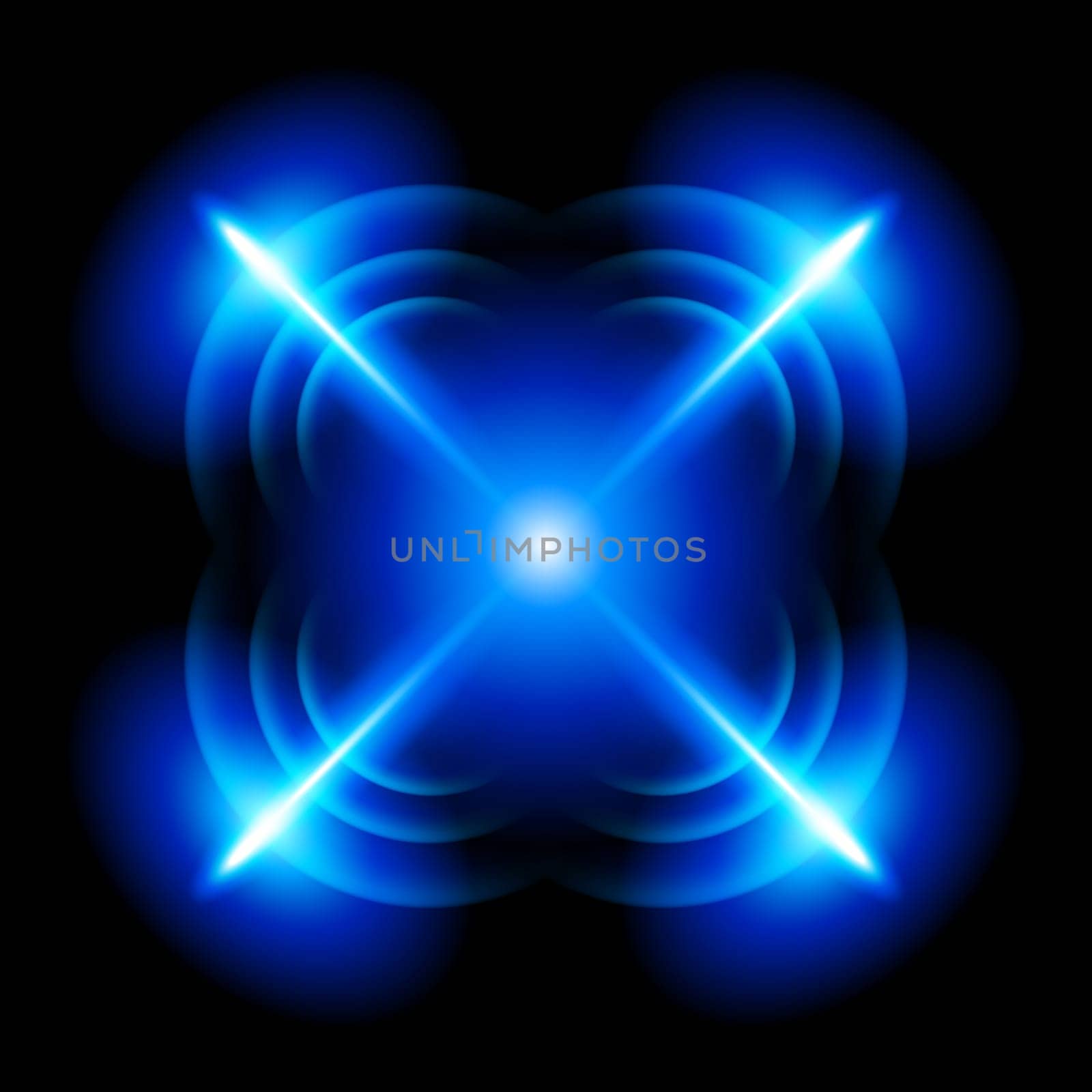 Light digital star with  four   tips on the black background