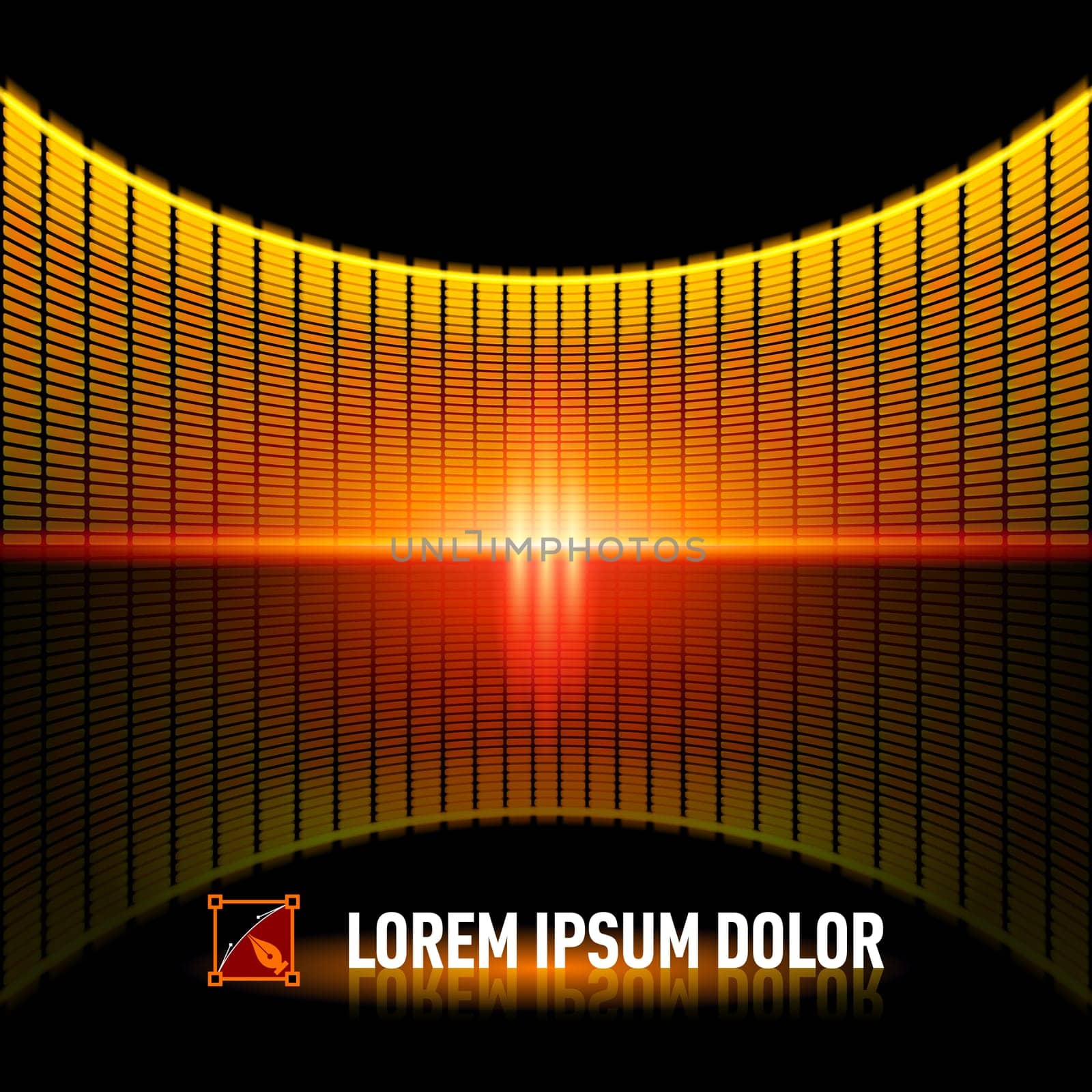 Shiny background with yellow digital music equalizer