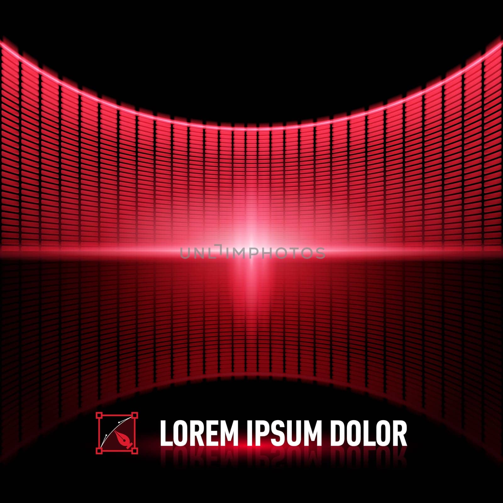 Shiny background with red digital music equalizer