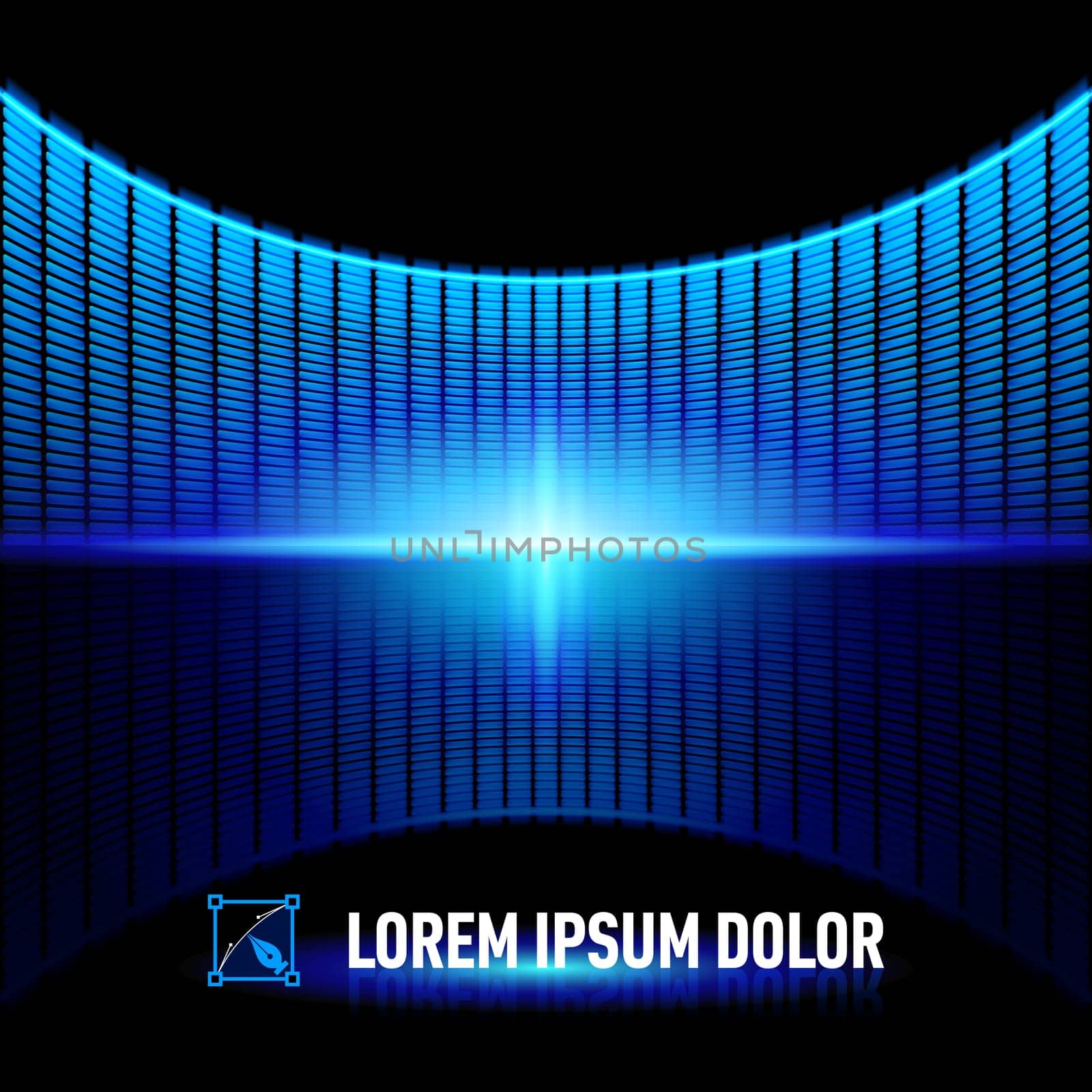 Shiny background with blue digital music equalizer
