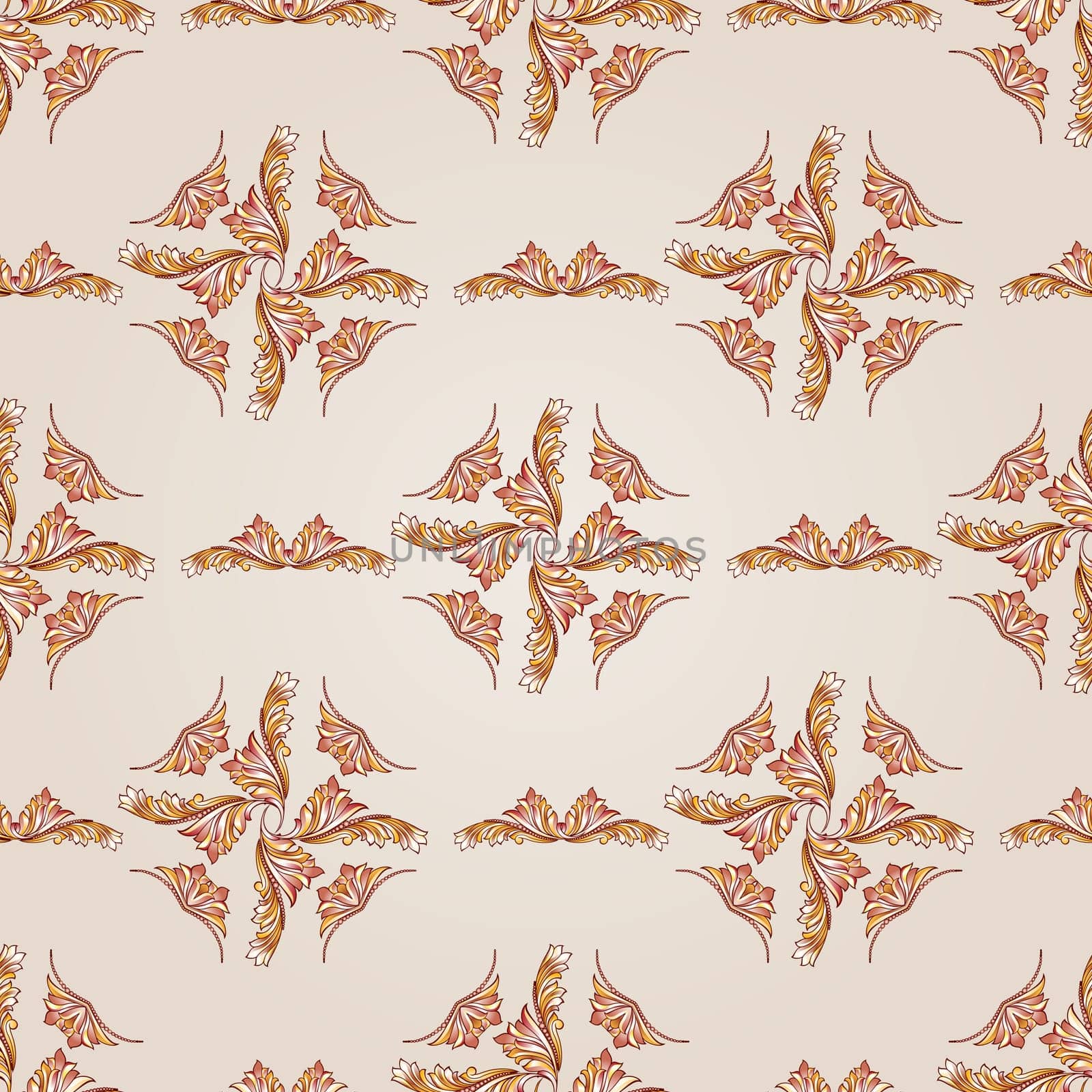 Floral pattern of brown henna on the  beige background