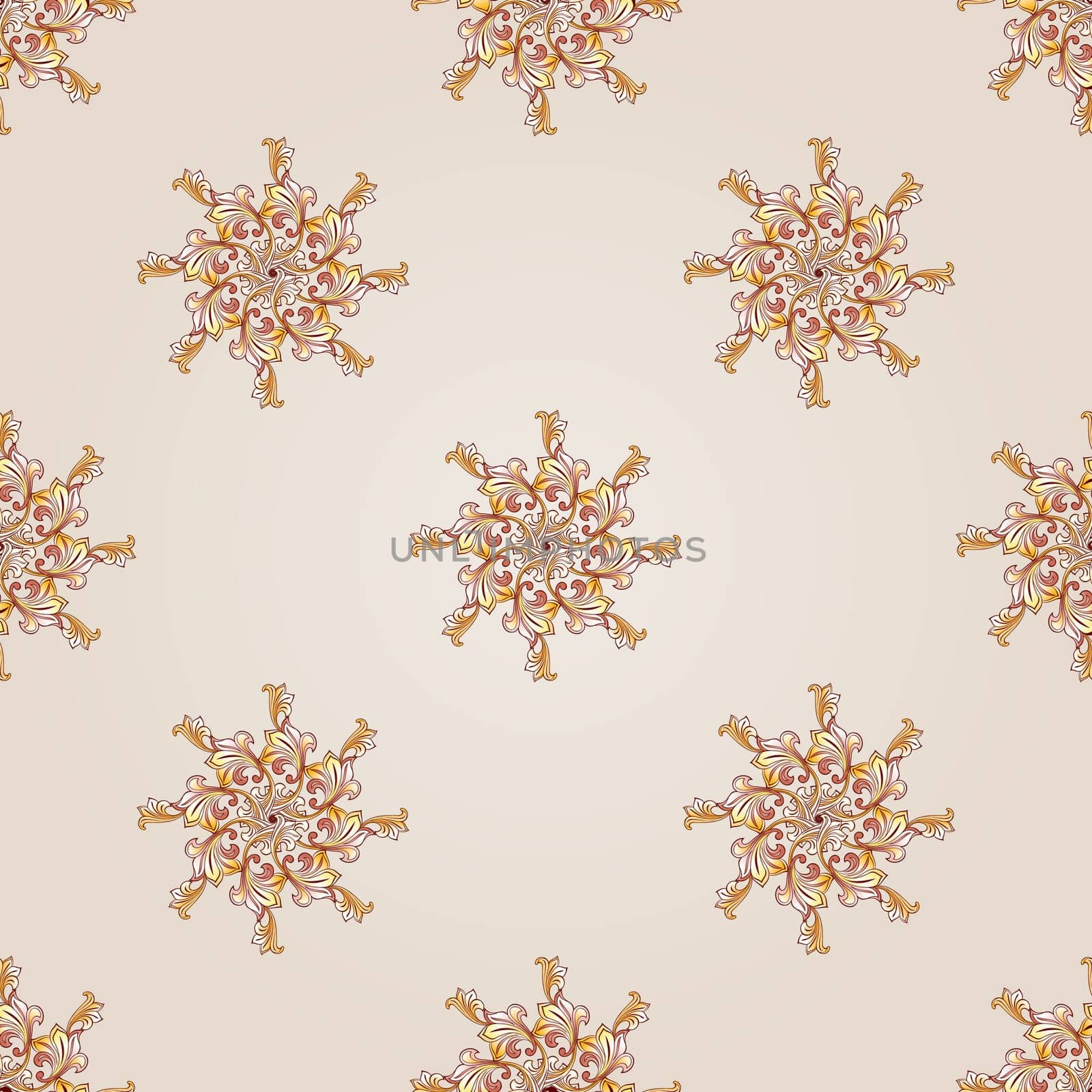 Seamless floral  same elements of brown henna on beige background