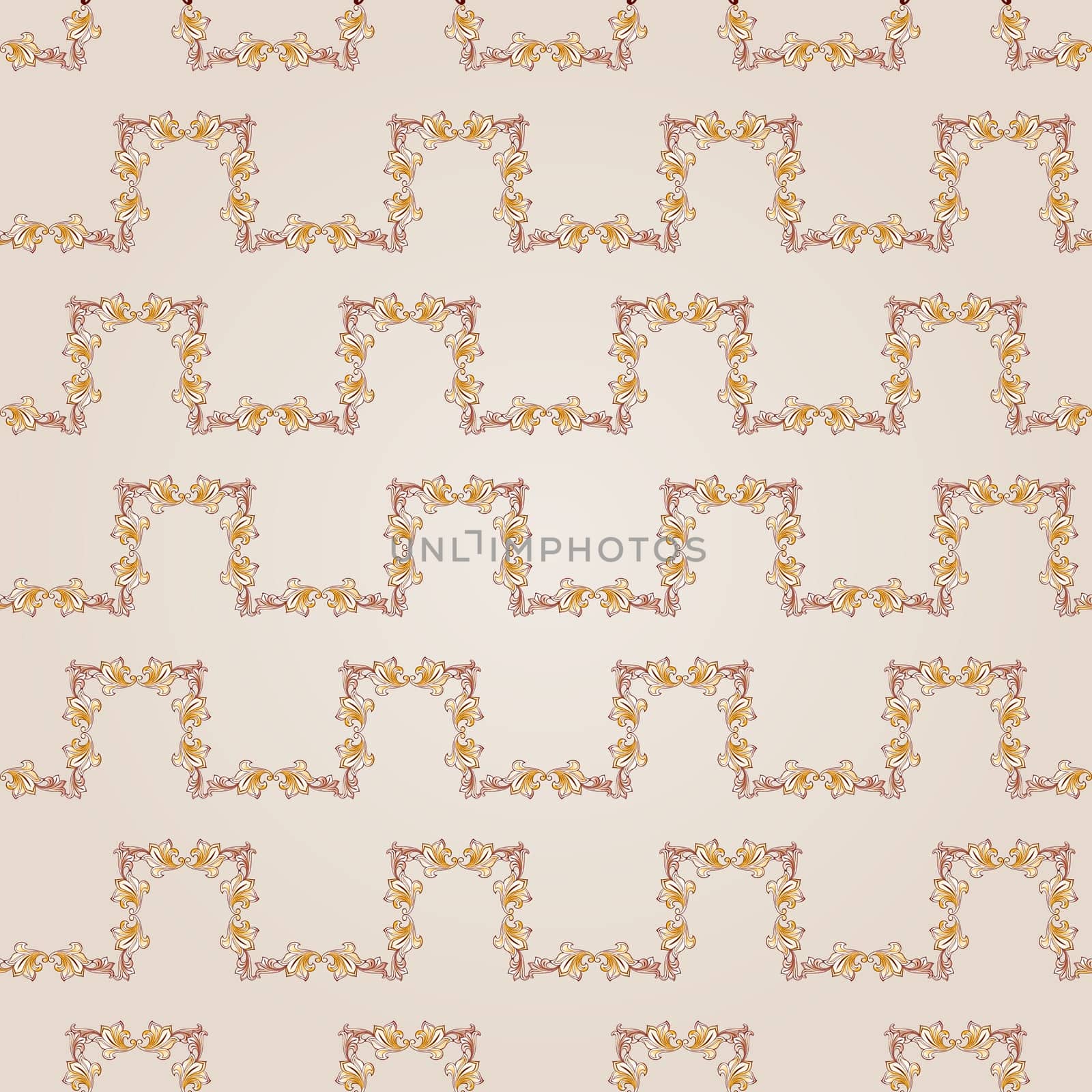 Seamless floral curve line of brown henna on beige background