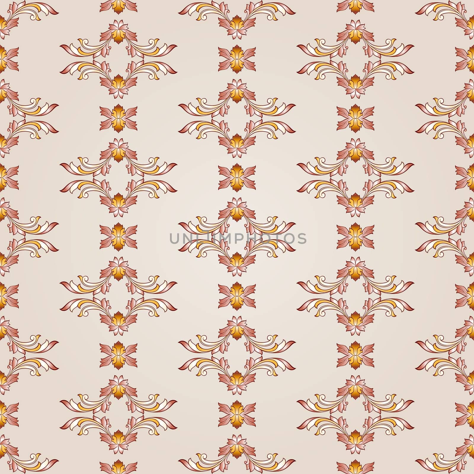 Floral pattern of brown henna on beige background