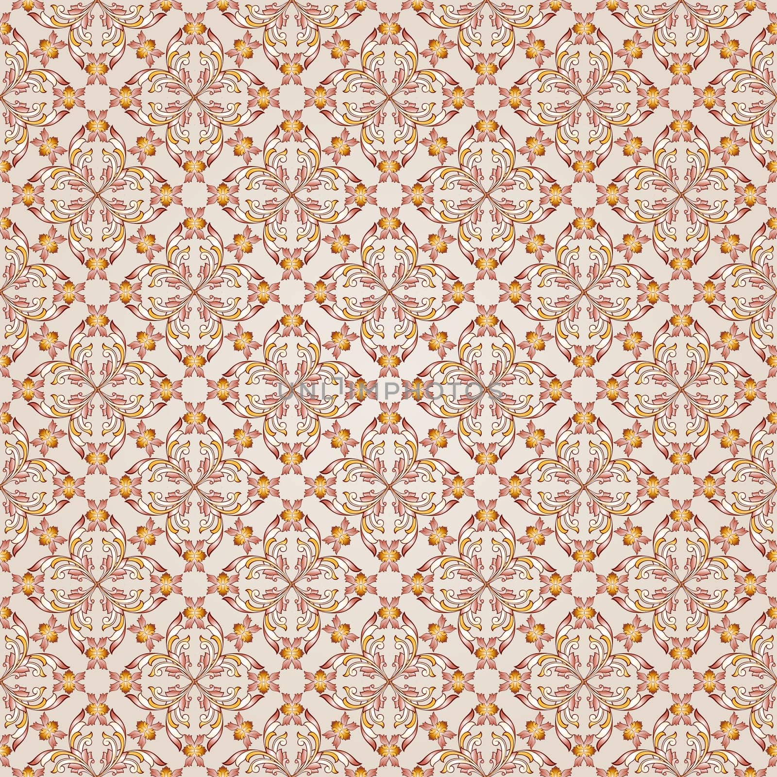 Seamless floral patterns of brown henna on the beige background