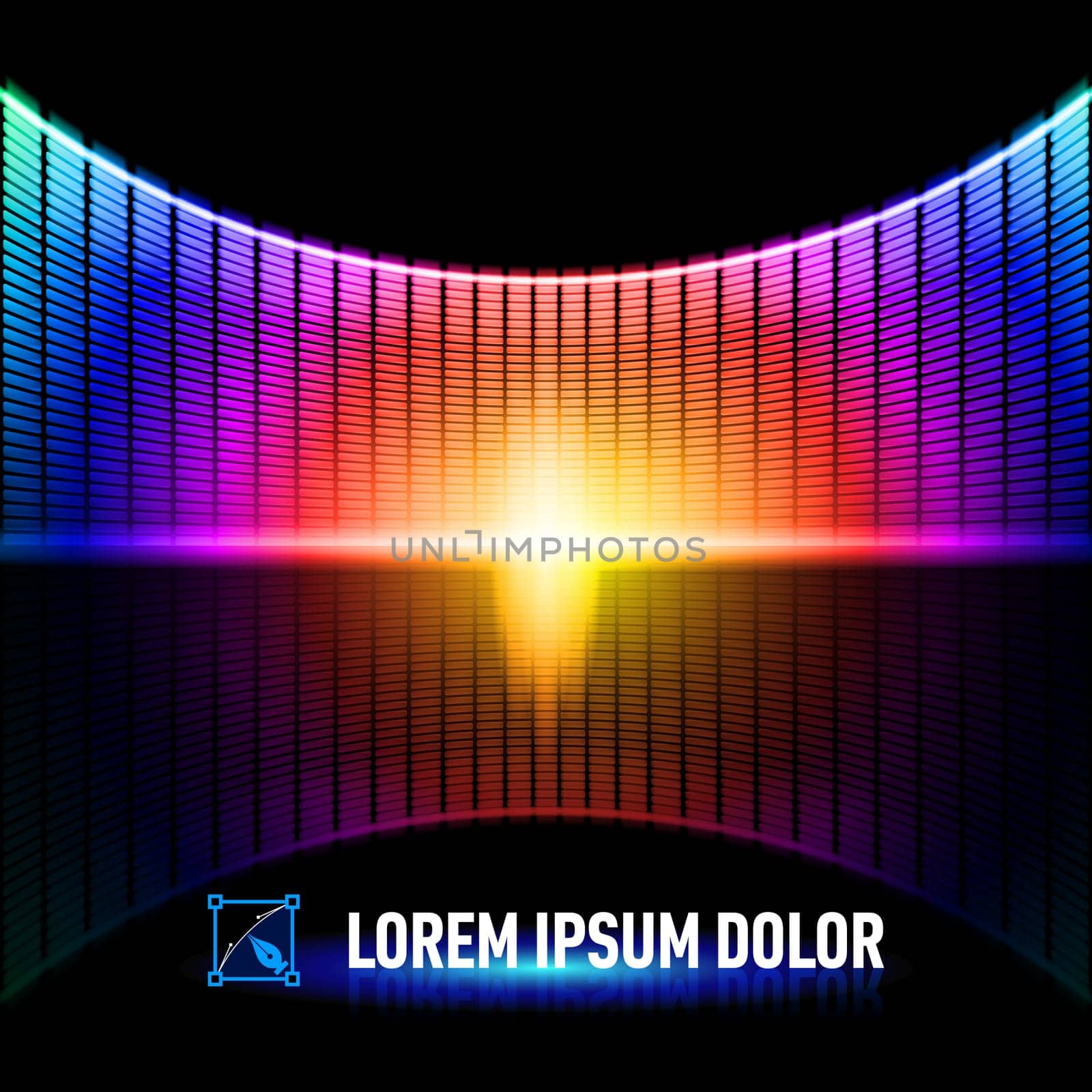 Shiny background with multicolored digital music equalizer