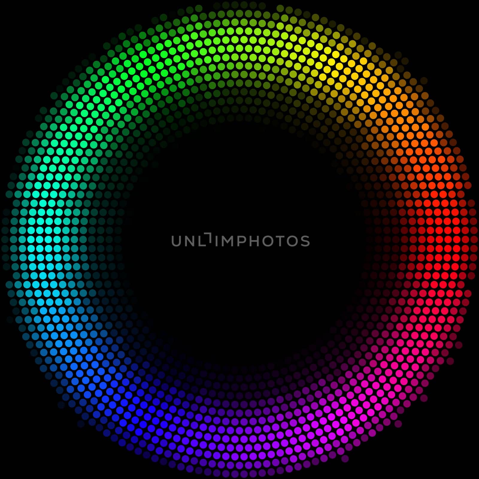 Dots digital form ring  on the black background