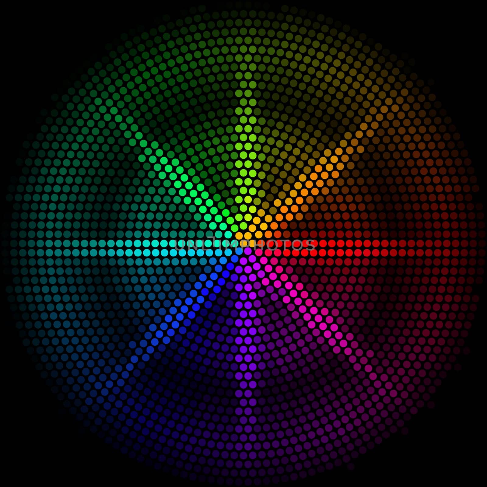 Dots digital form circle with star on the black background