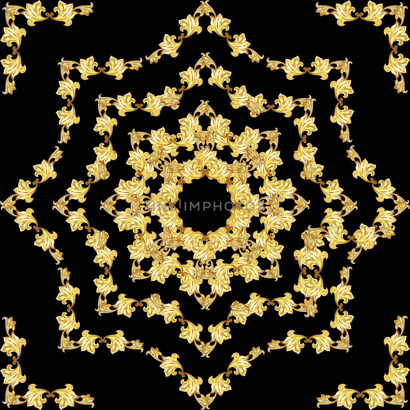 Golden nature pattern on the black background