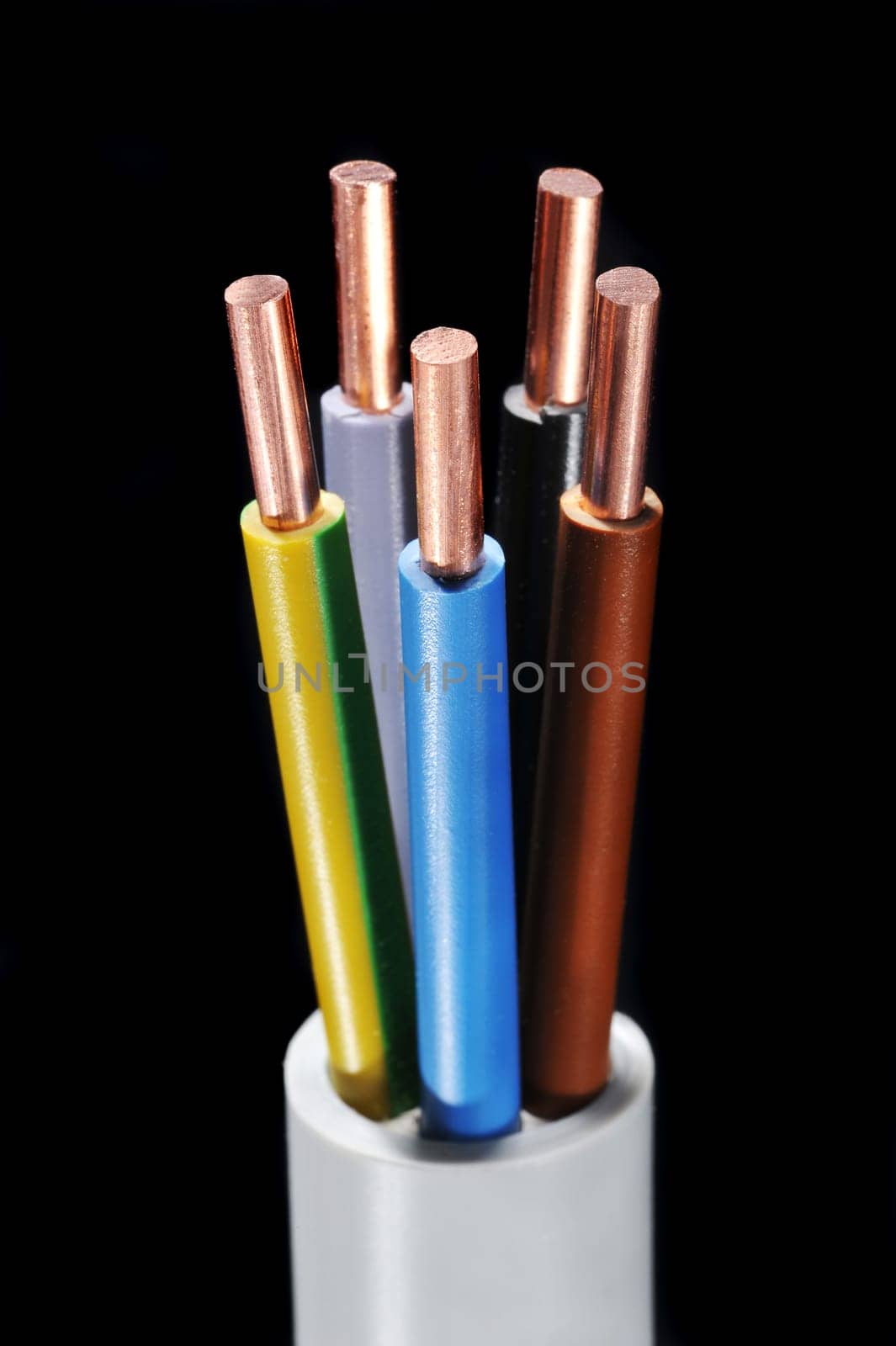 Macro detail of a stripped power cable