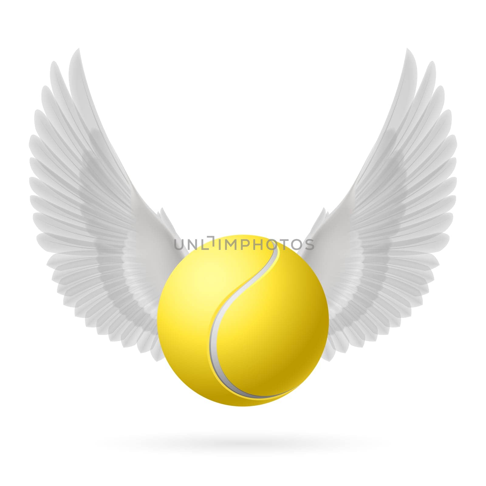 Realistic tennis ball with white wings emblem