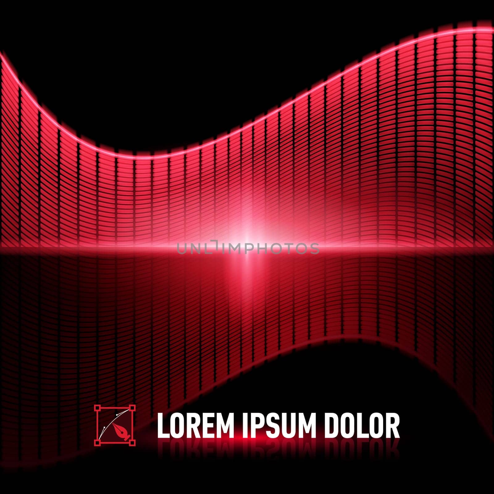 Luminous background with red digital music equalizer
