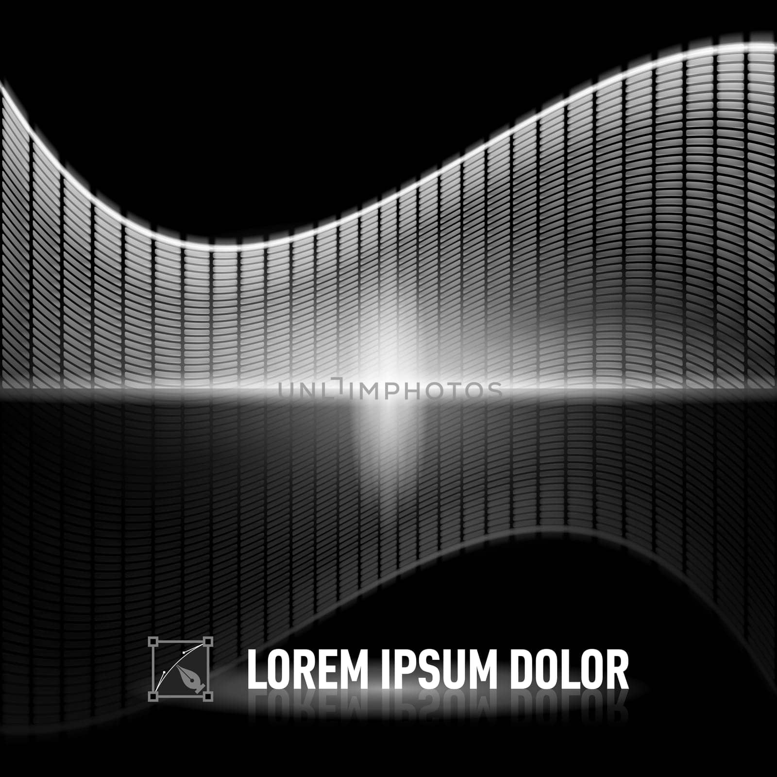 Luminous black-and-white background with digital music equalizer