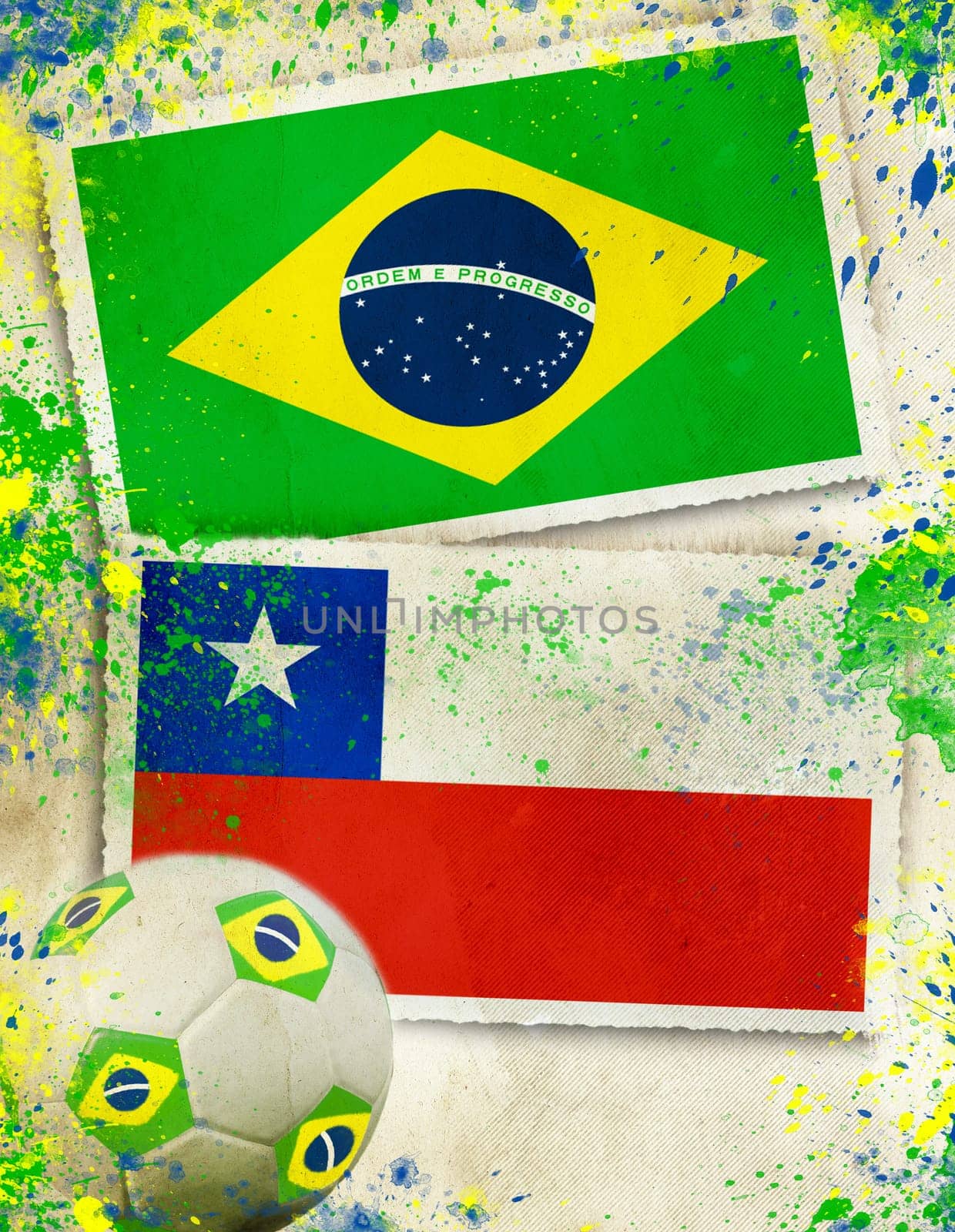 Brazil vs Chile soccer ball concept