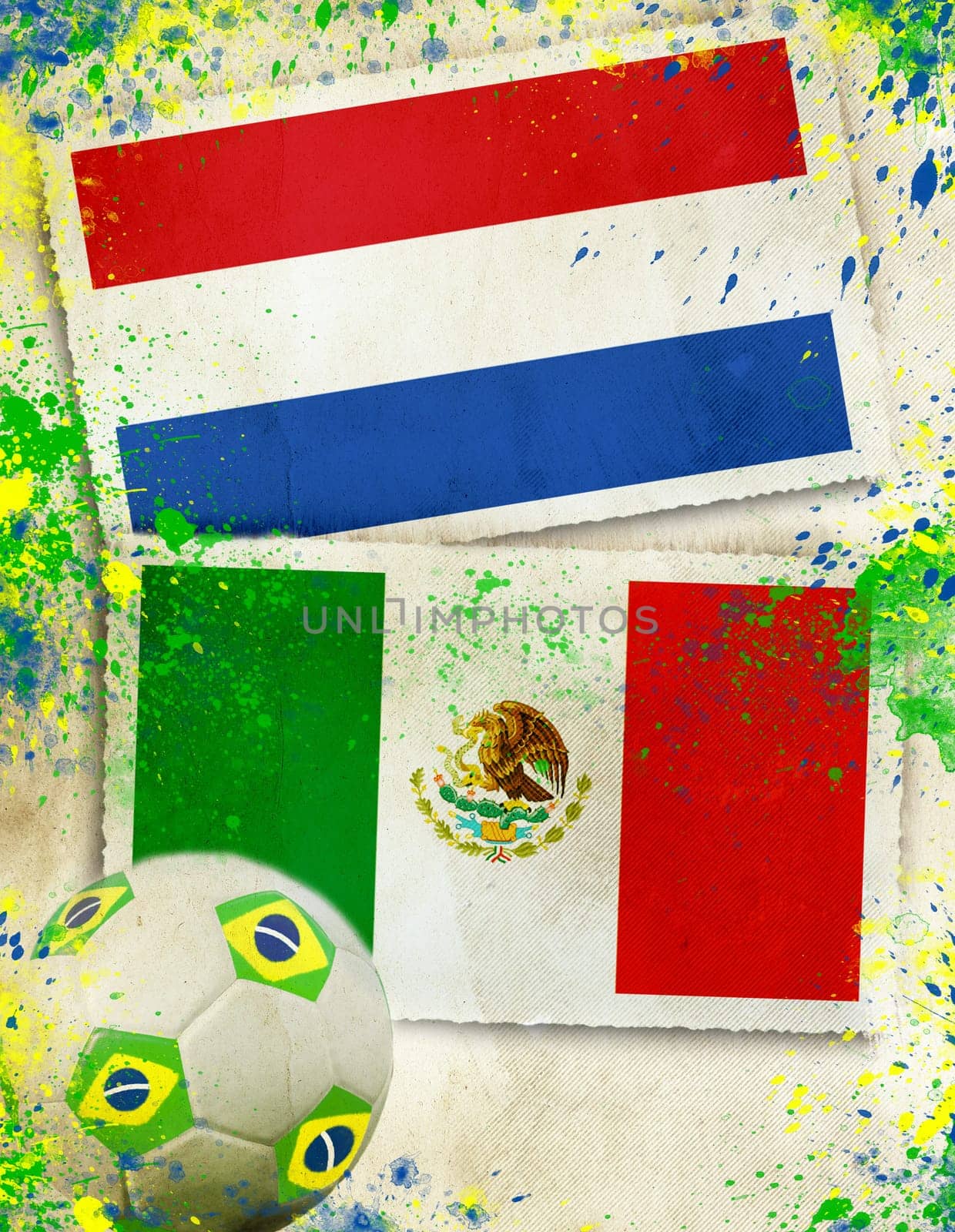 Netherlands vs Mexico soccer ball concept