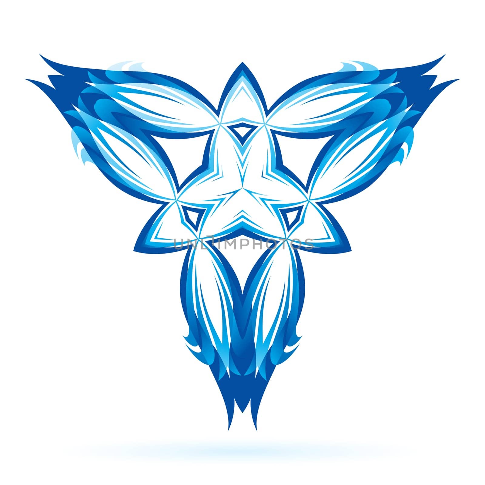 Abstract triangular shape in blue and white shades