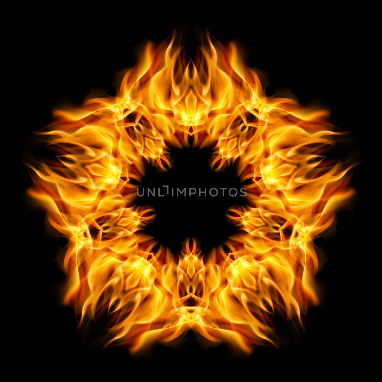 Flame star   orange color of form star. Black background