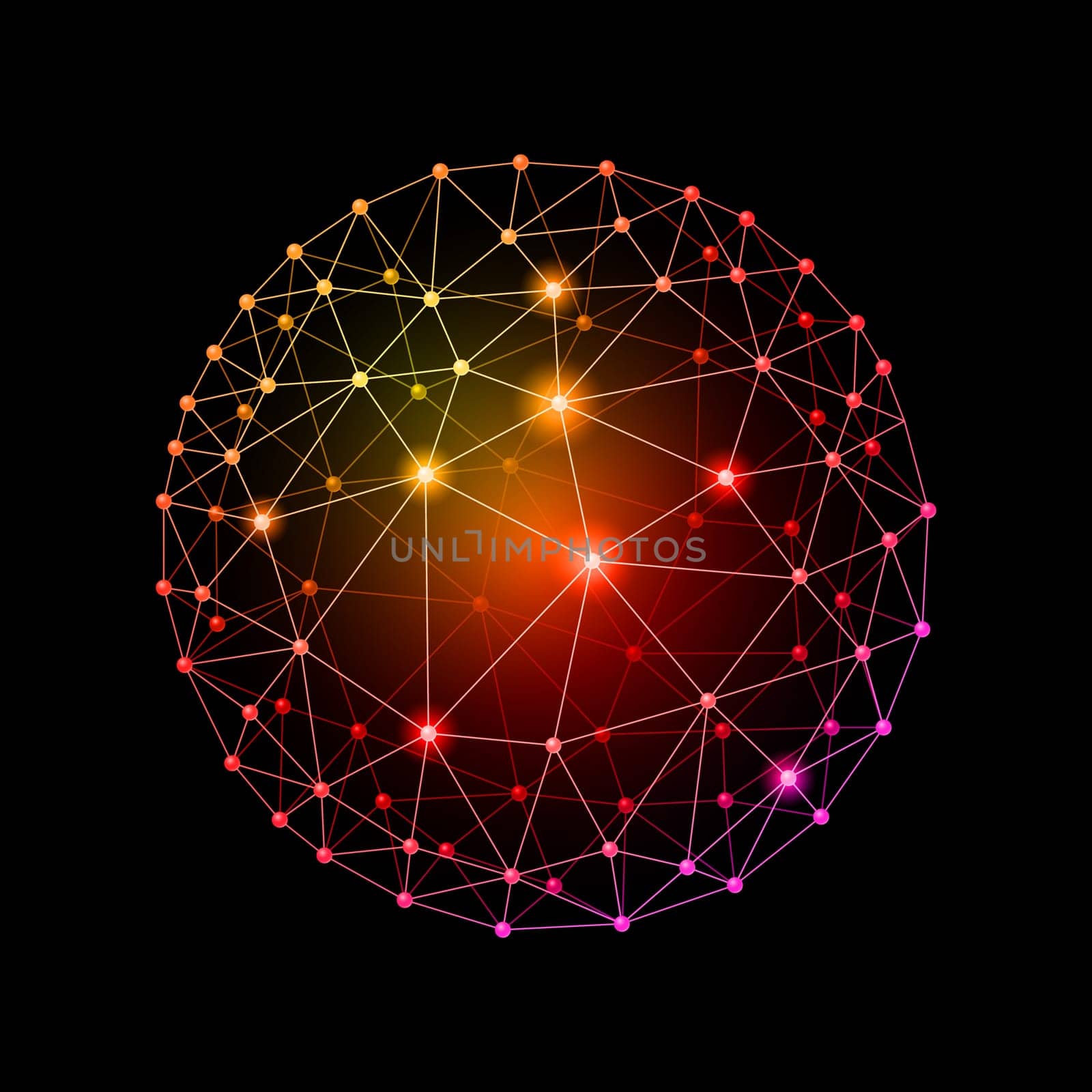 Multicolour web envelopes sphere on the black background