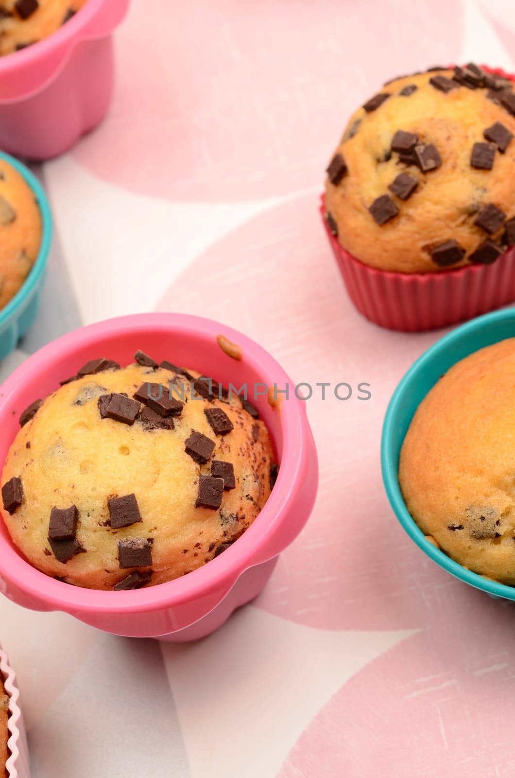 Sweet cupcakes with chocolate