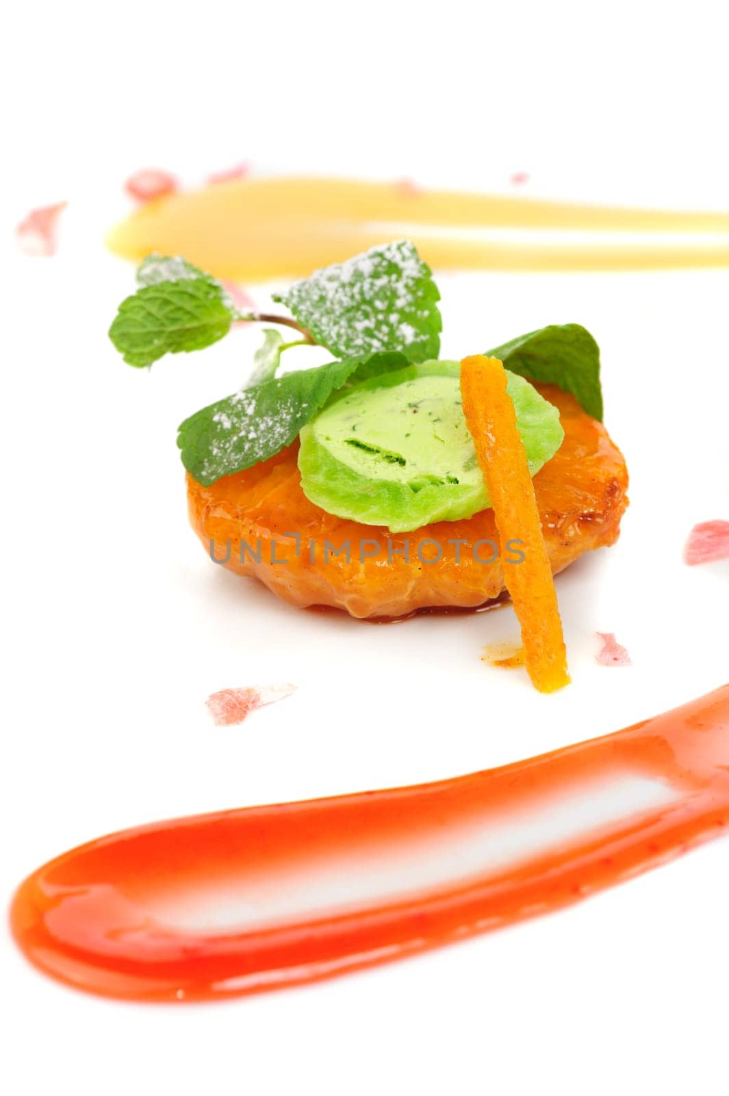 Japanese dessert with mandarin sliced and boiled in syrup
