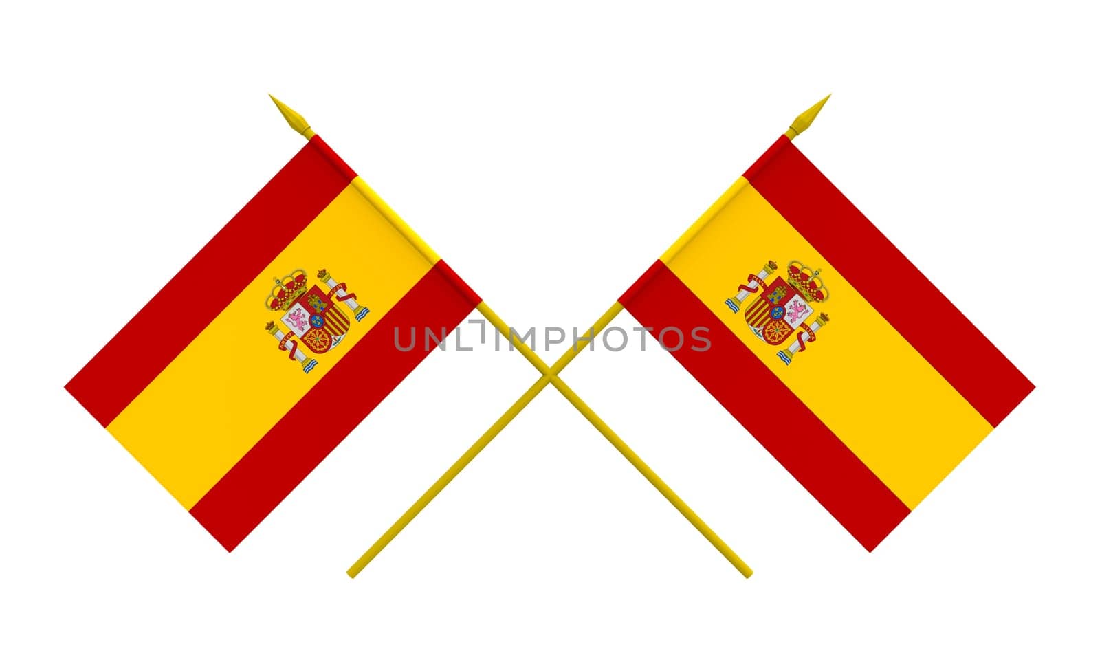 Flags of Spain, 3d render, isolated on white